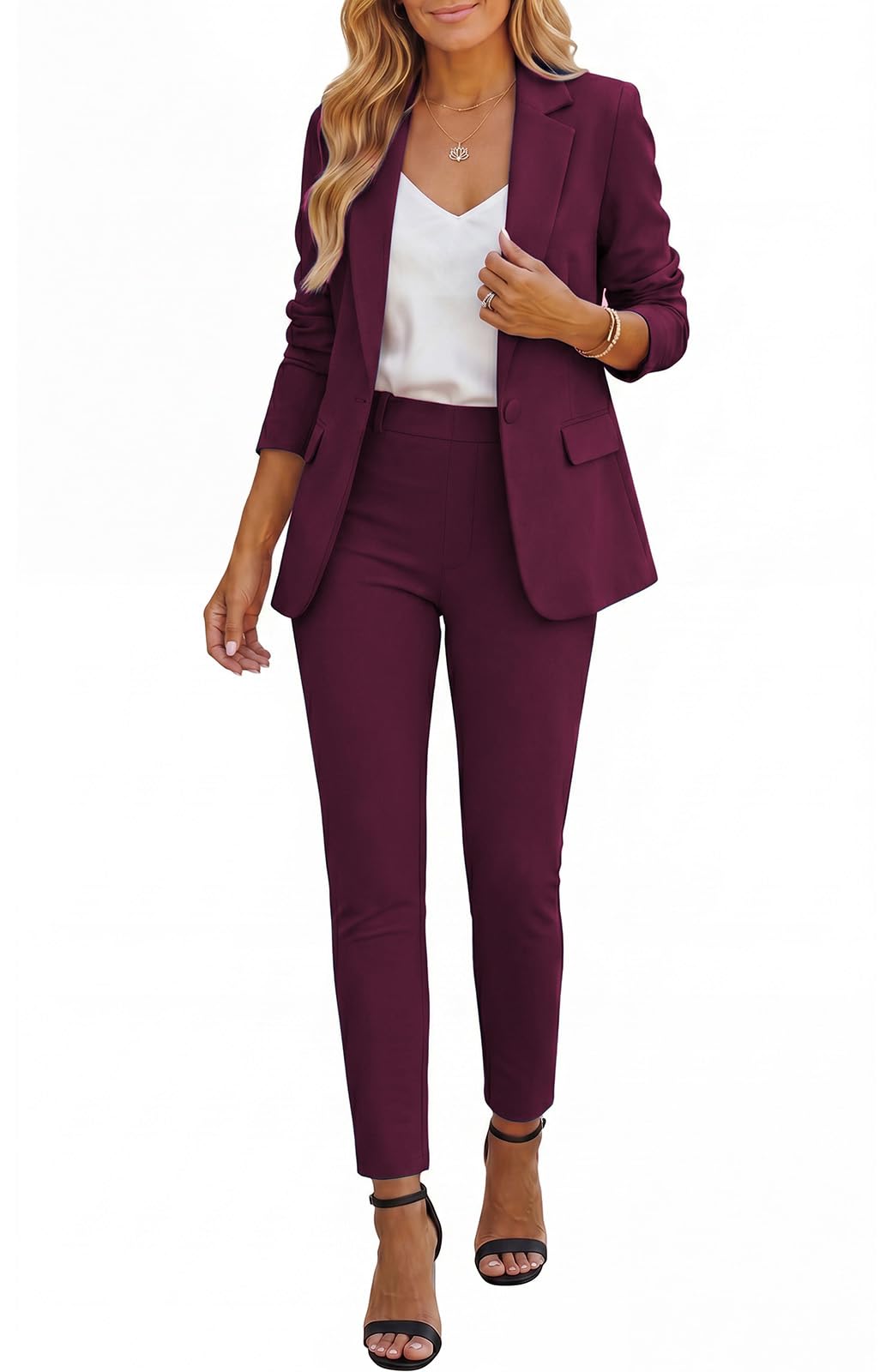 Kelyaa Women's 2 Piece Suit Set Slim Fit Business Casual Outfits