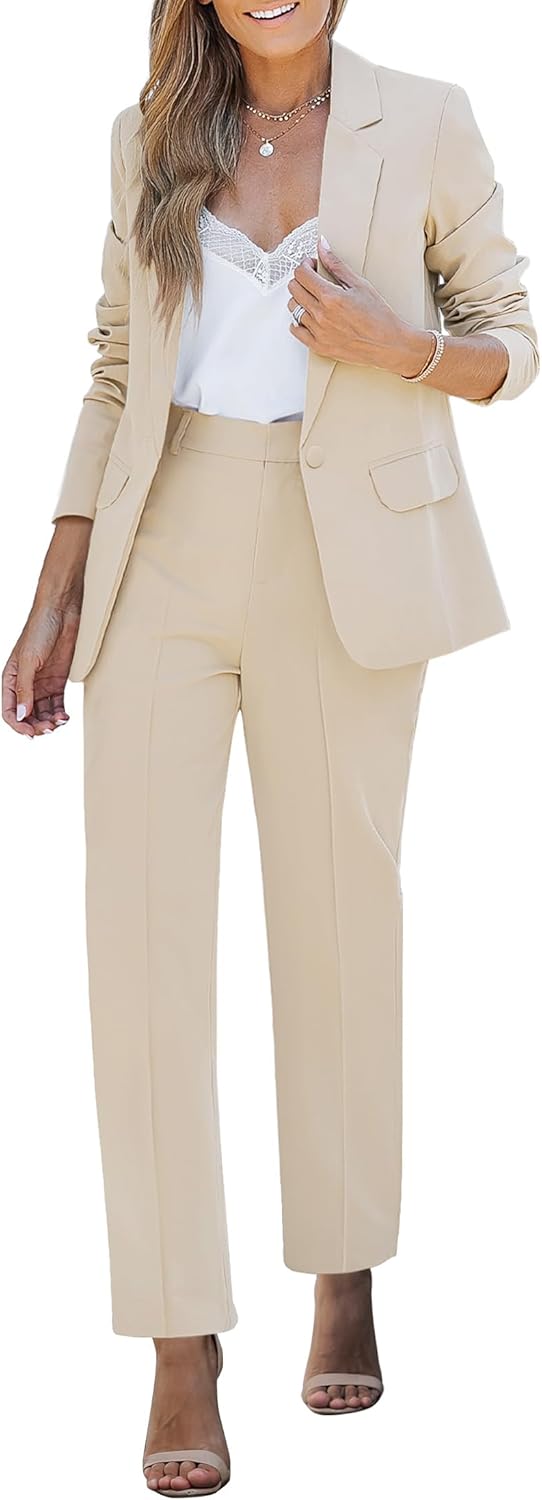 luvamia Women's Two Piece Sets Pants Suits Dressy Business Casual Outfits Professional Blazer Pantsuits Set Work Office