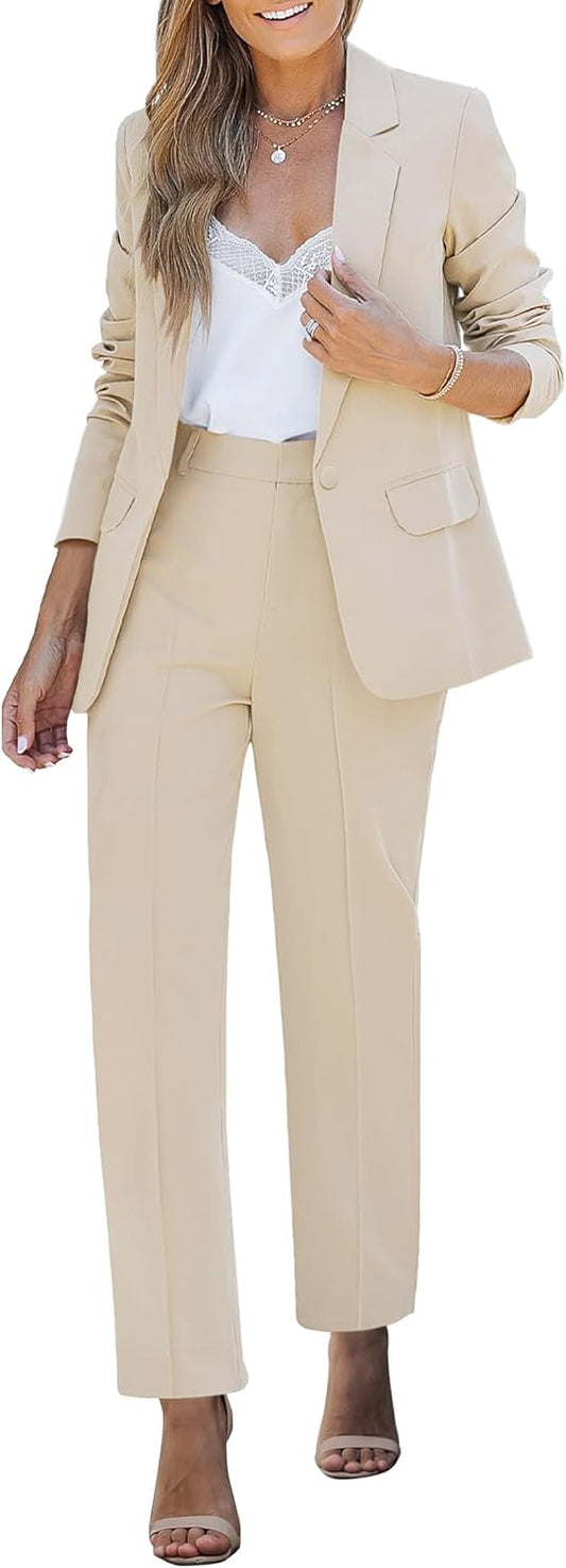 luvamia Women's Two Piece Sets Pants Suits Dressy Business Casual Outfits Professional Blazer Pantsuits Set Work Office