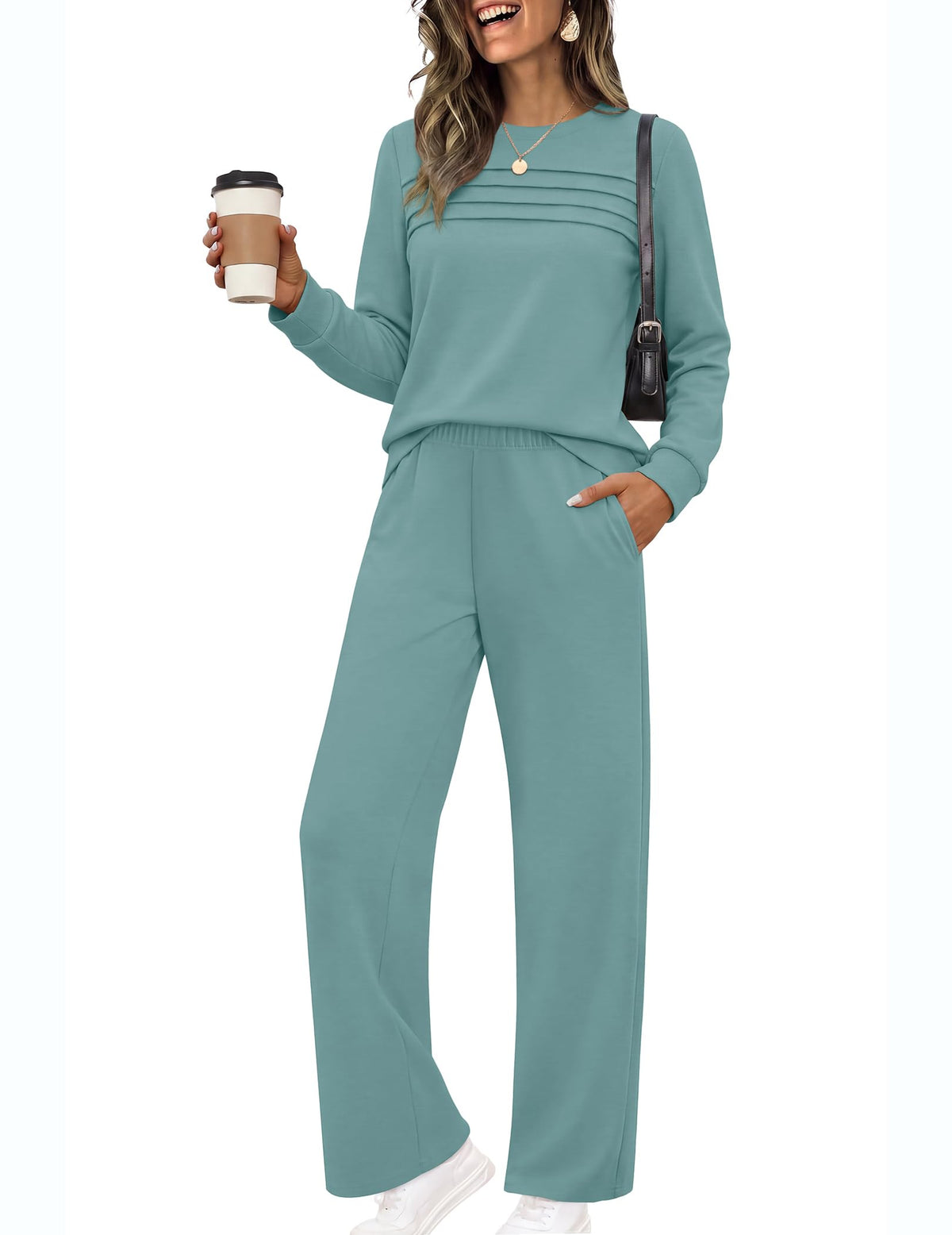 Ekouaer 2 Piece Sets for Women Lounge Set Airport Fall Travel Outfits 2026