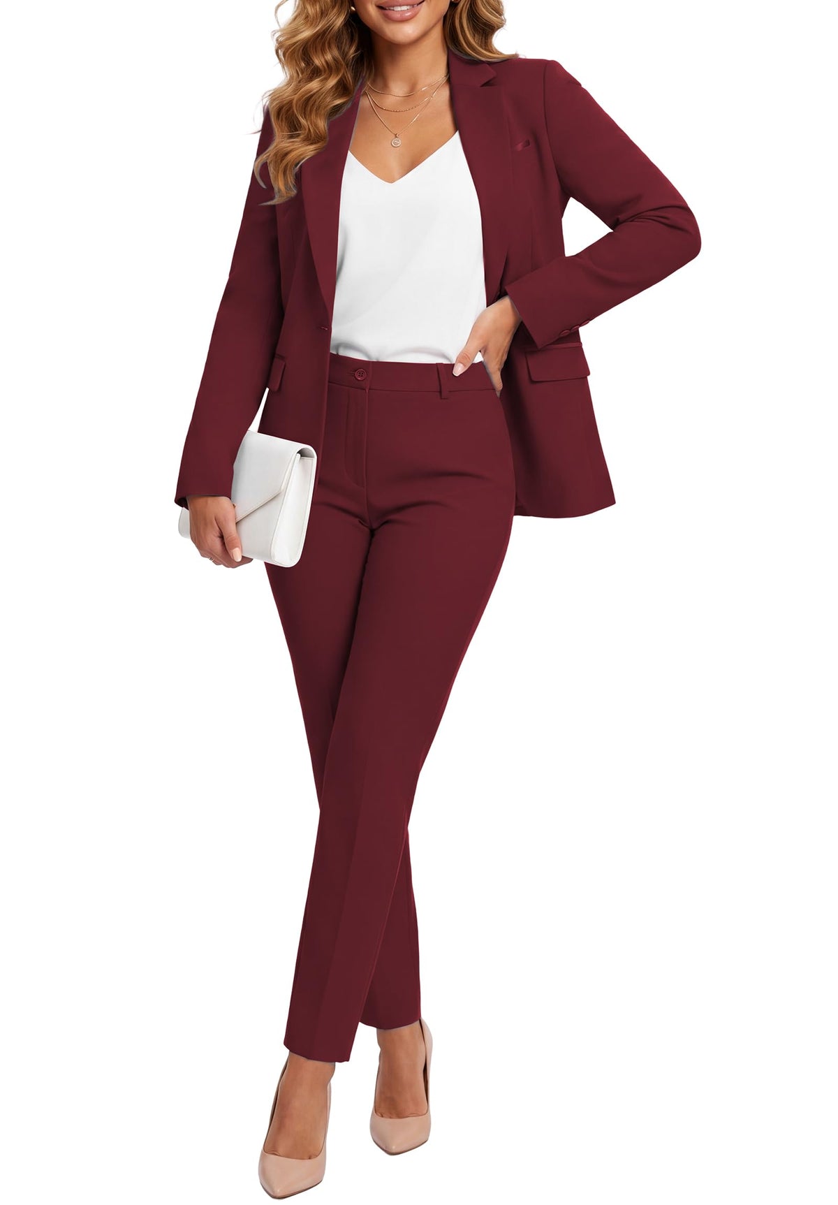 Kelyaa Womens 2 Piece Suit Sets Slim Fit Blazer Pants Work Outfits