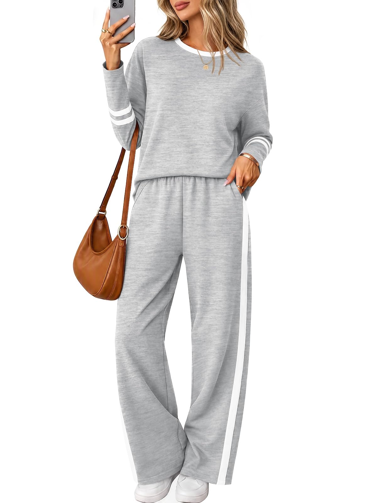 Yousify Lounge Sets for Women Matching Set 2 Piece Wide Leg Pants Outfits