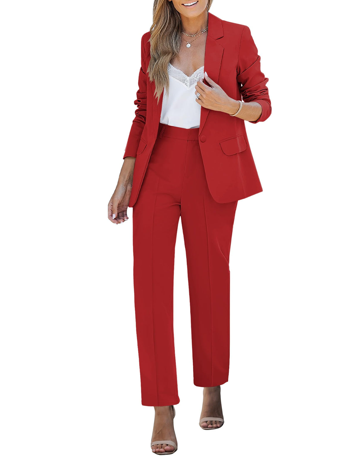 luvamia Women's Two Piece Sets Pants Suits Dressy Business Casual Outfits Professional Blazer Pantsuits Set Work Office