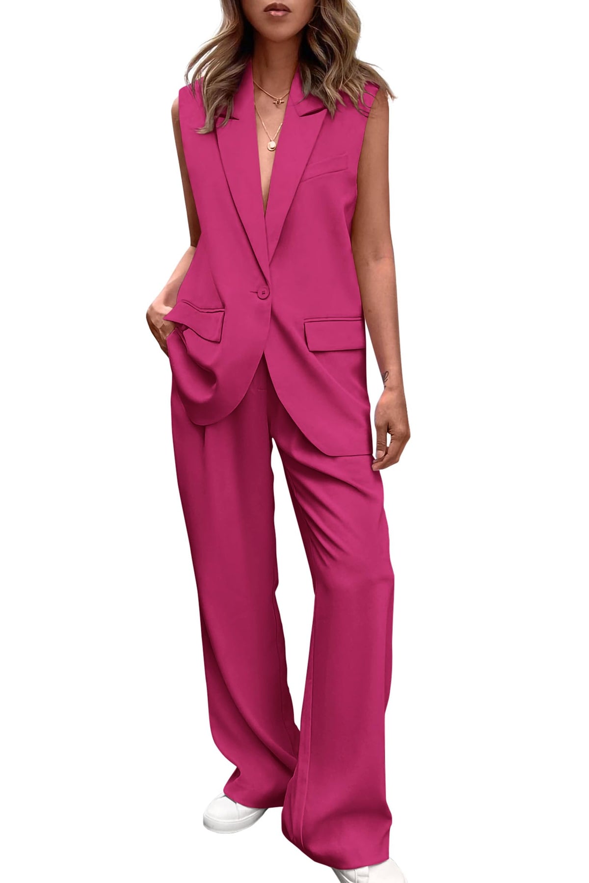 PRETTYGARDEN Women's Summer 2 Piece Outfits Blazer Sets