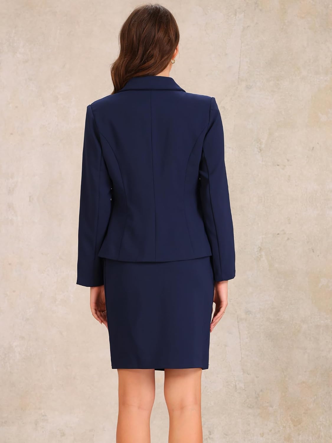Allegra K Women 2 Piece Skirt Set Suit Business Blazer and Pencil Skirt