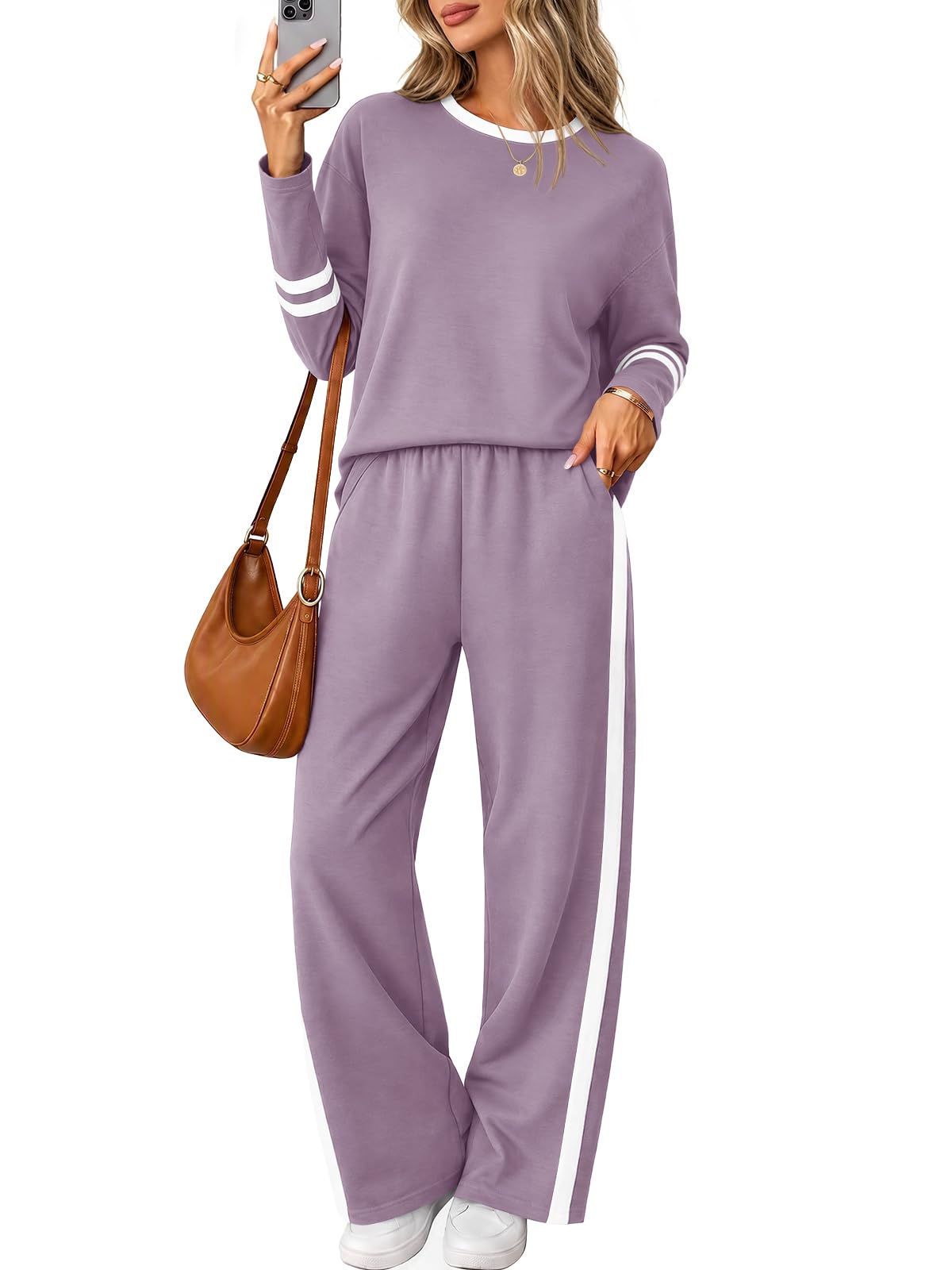 Yousify Lounge Sets for Women Matching Set 2 Piece Wide Leg Pants Outfits