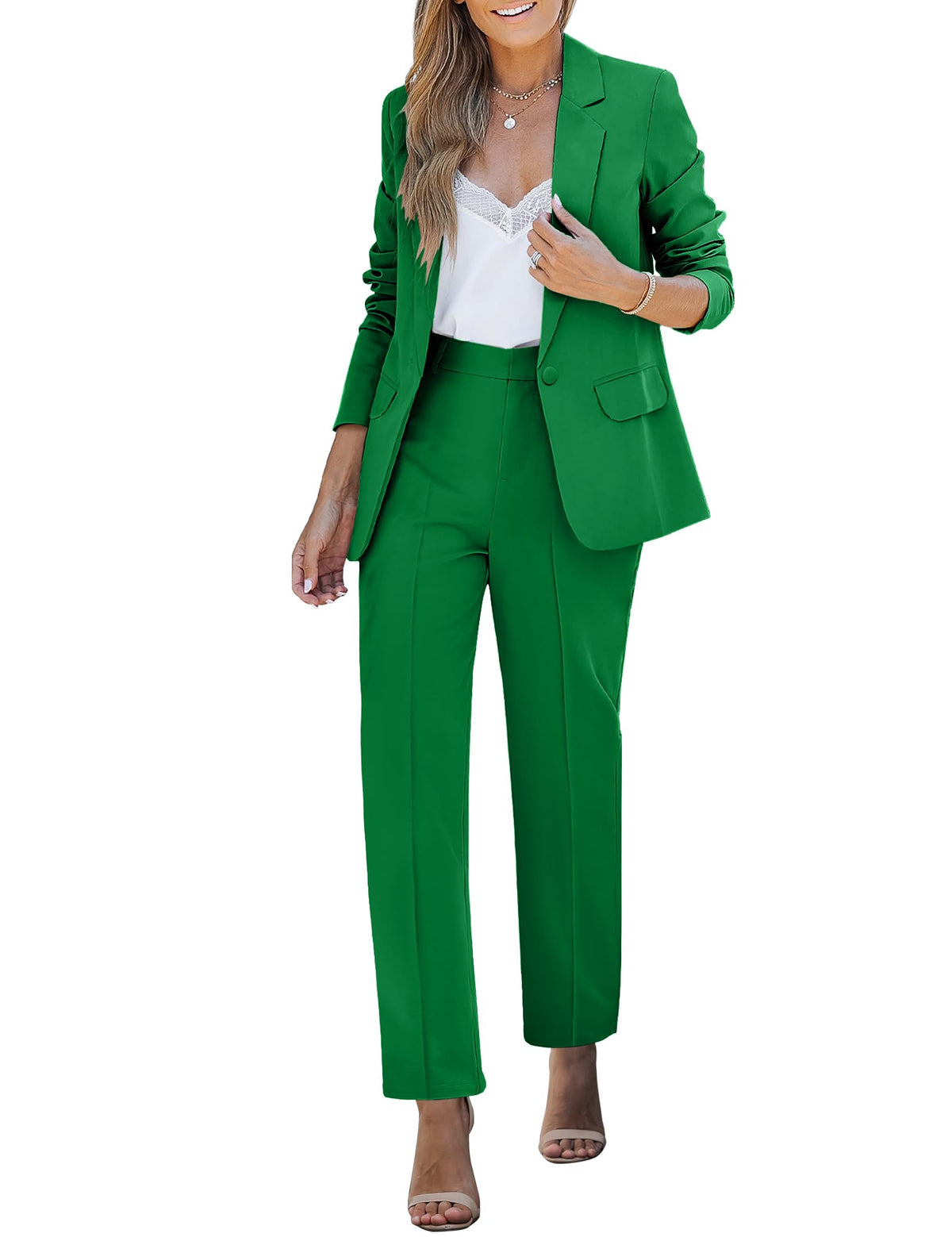 luvamia Women's Two Piece Sets Pants Suits Dressy Business Casual Outfits Professional Blazer Pantsuits Set Work Office