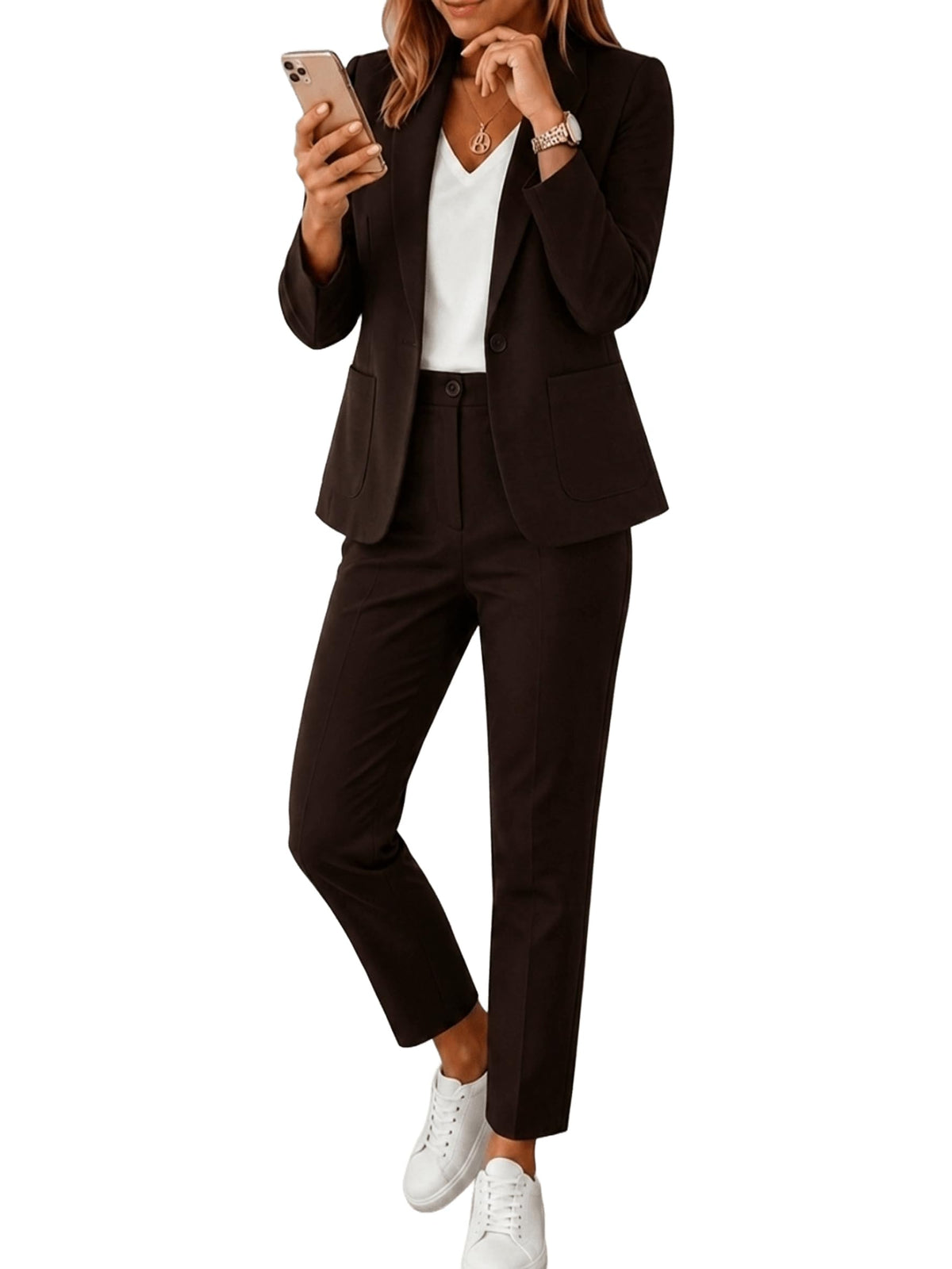 Kubsid Pant Suits for Women Dressy 2026 Stretchy Business Blazer and High Waist Straight Leg Pants Work 2 Piece Outfits