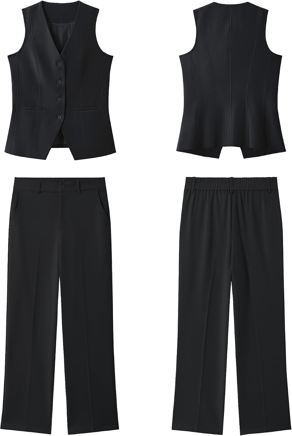 luvamia Vest Pants Suits for Women Dressy 2 Piece Sets Sleeveless Blazer Straight Leg Dress Pants Business Casual Outfit