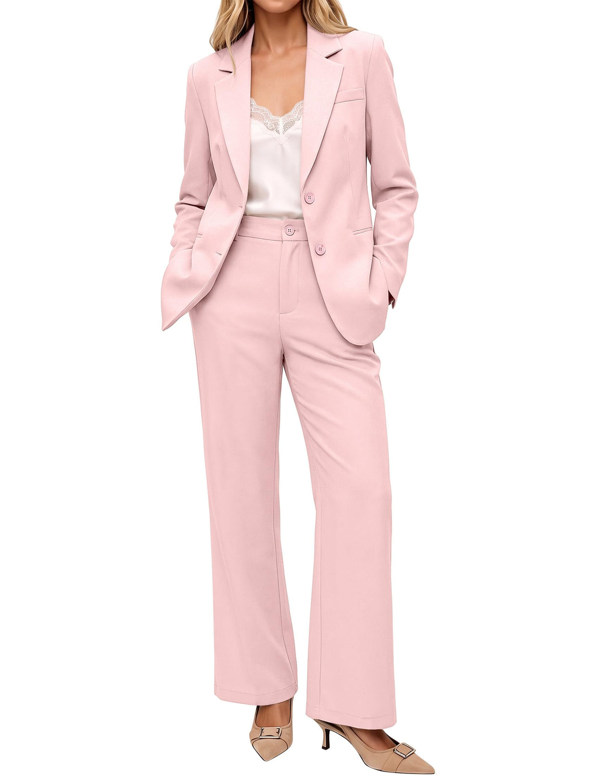 luvamia Pant Suits for Women 2 Piece Sets Business Casual Bootcut Pants Set
