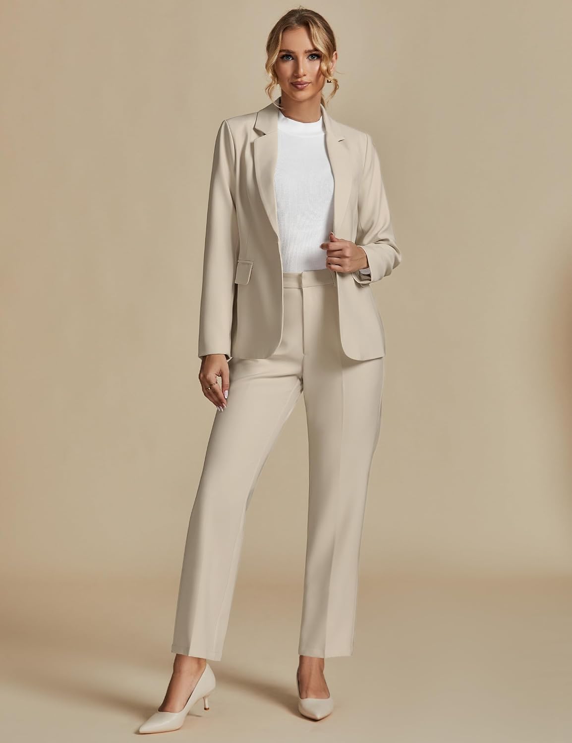 luvamia Women's Two Piece Sets Pants Suits Dressy Business Casual Outfits Professional Blazer Pantsuits Set Work Office