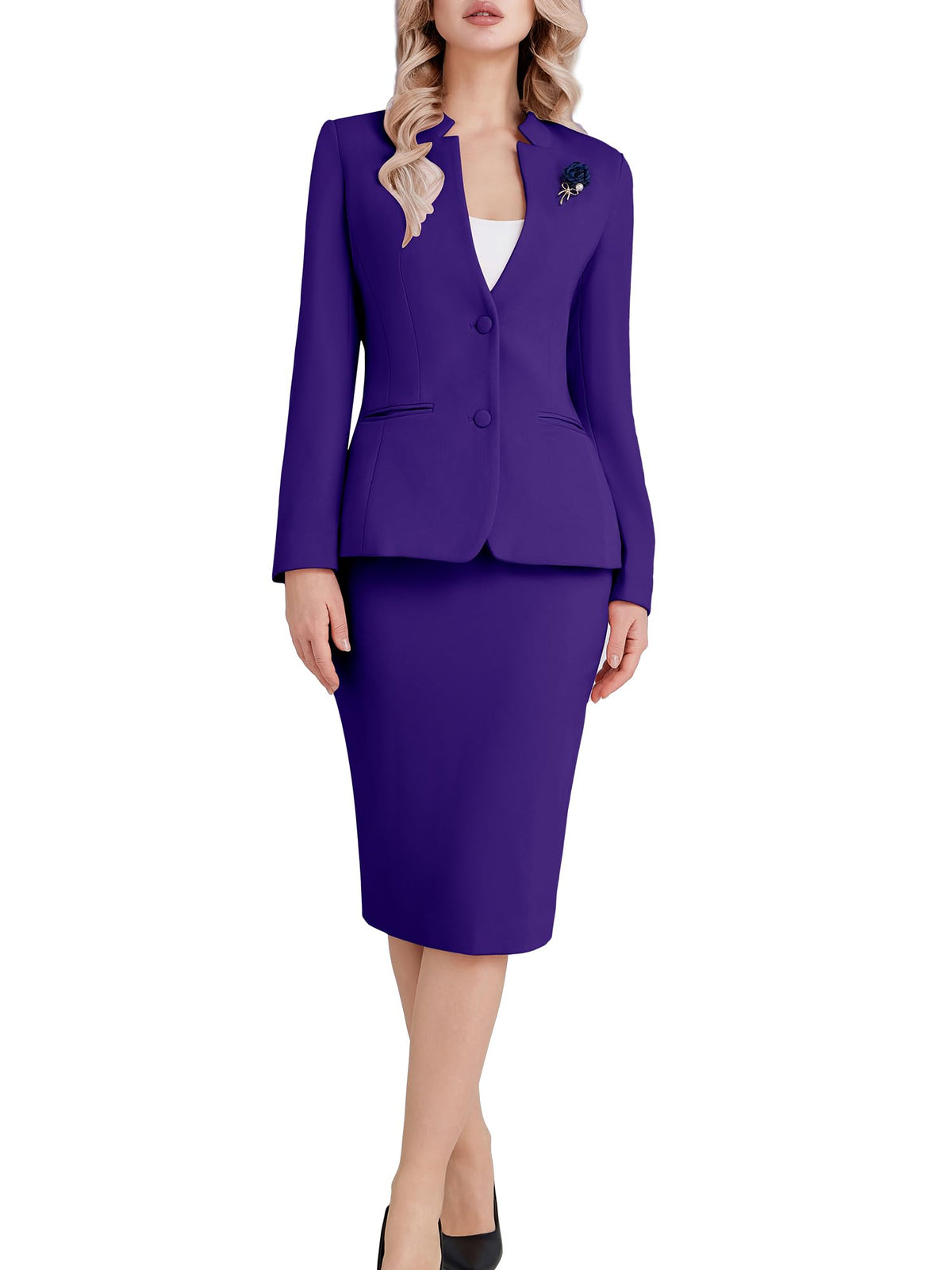 Kelyaa Women's 2 Piece Suit Skirt Set Business Blazer & Pencil Skirt