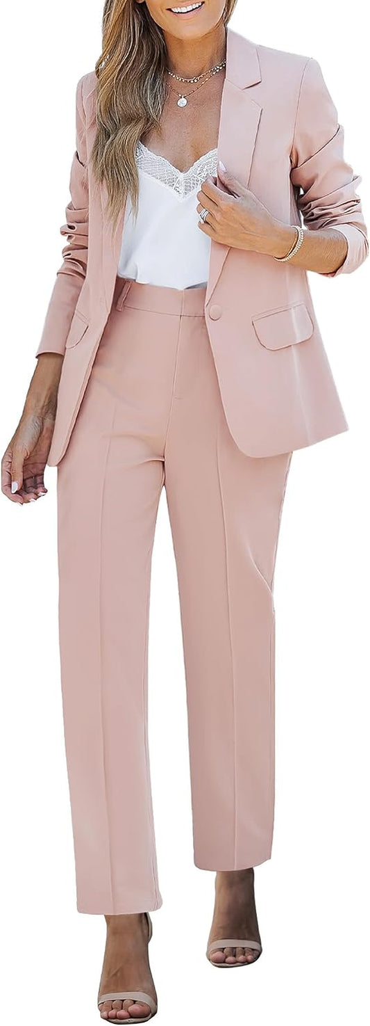 luvamia Women's Two Piece Sets Pants Suits Dressy Business Casual Outfits Professional Blazer Pantsuits Set Work Office