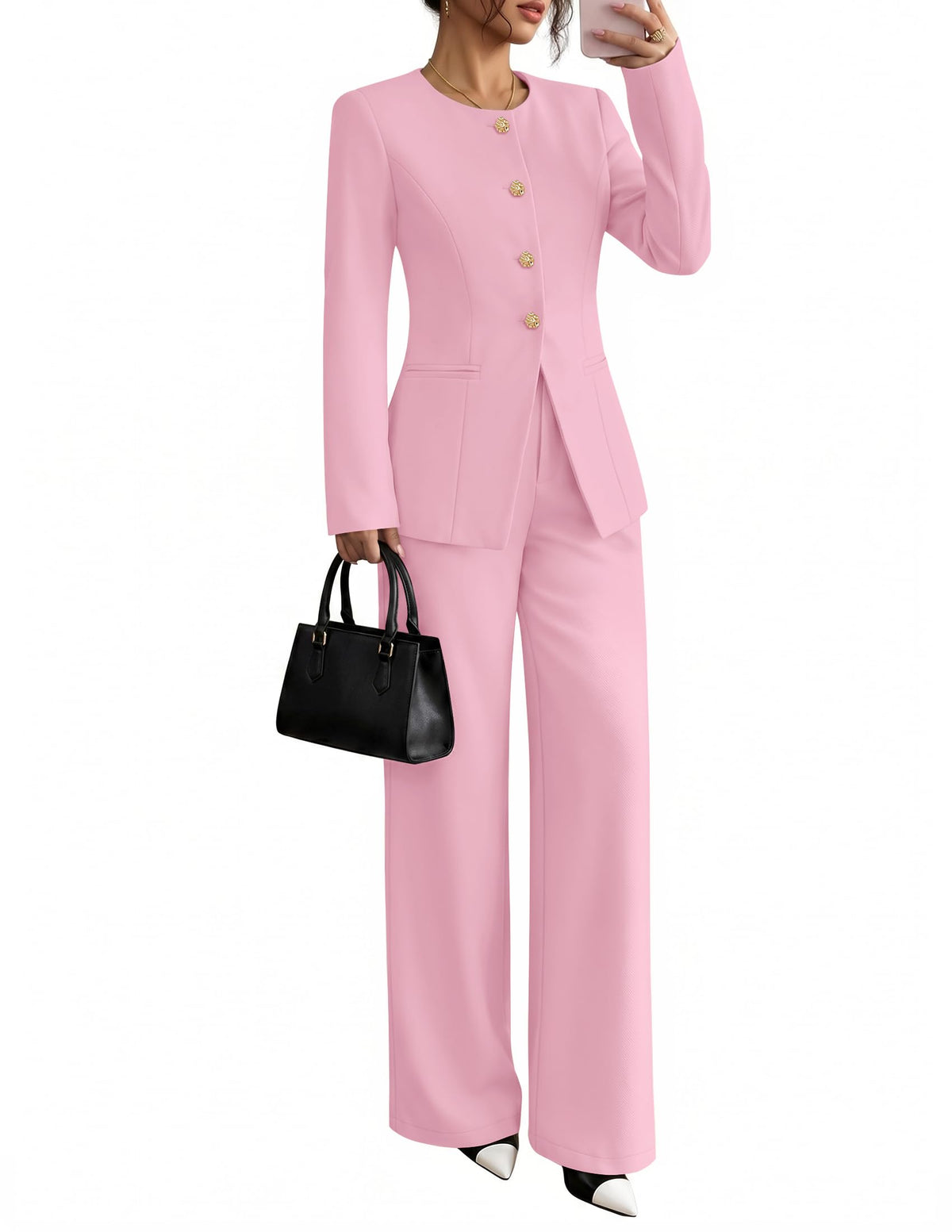 ZESICA Women's Two Piece Suits Sets Casual Business Pants Outfits