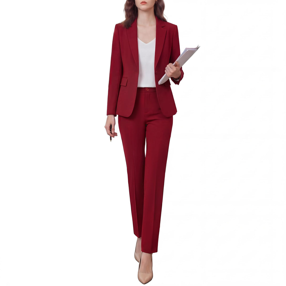 Women's Two Piece Pants Suits - Wrinkle-Free High End Business Formal Casual Blazer Set - Professional Work Outfit