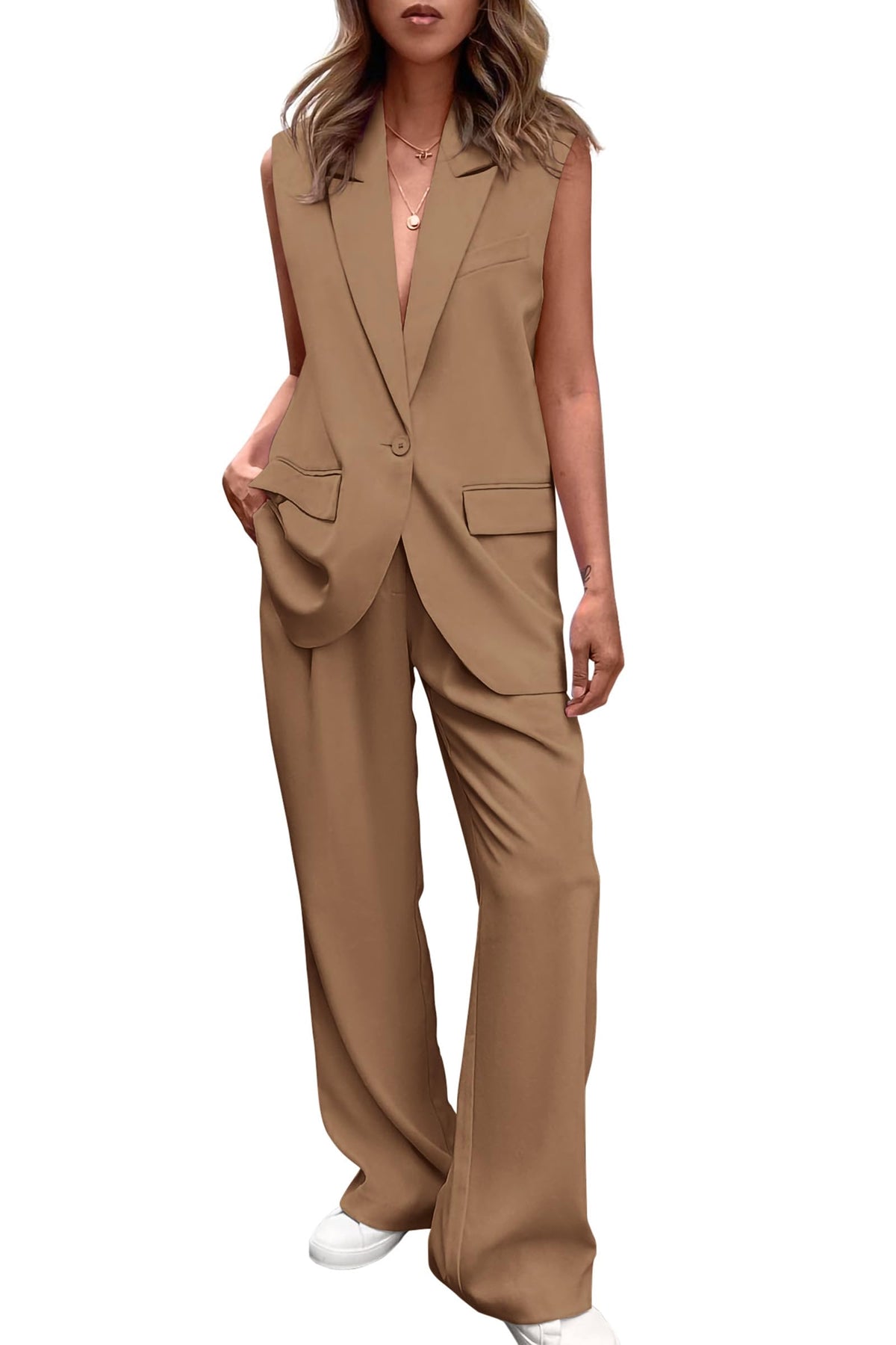 PRETTYGARDEN Women's Summer 2 Piece Outfits Blazer Sets