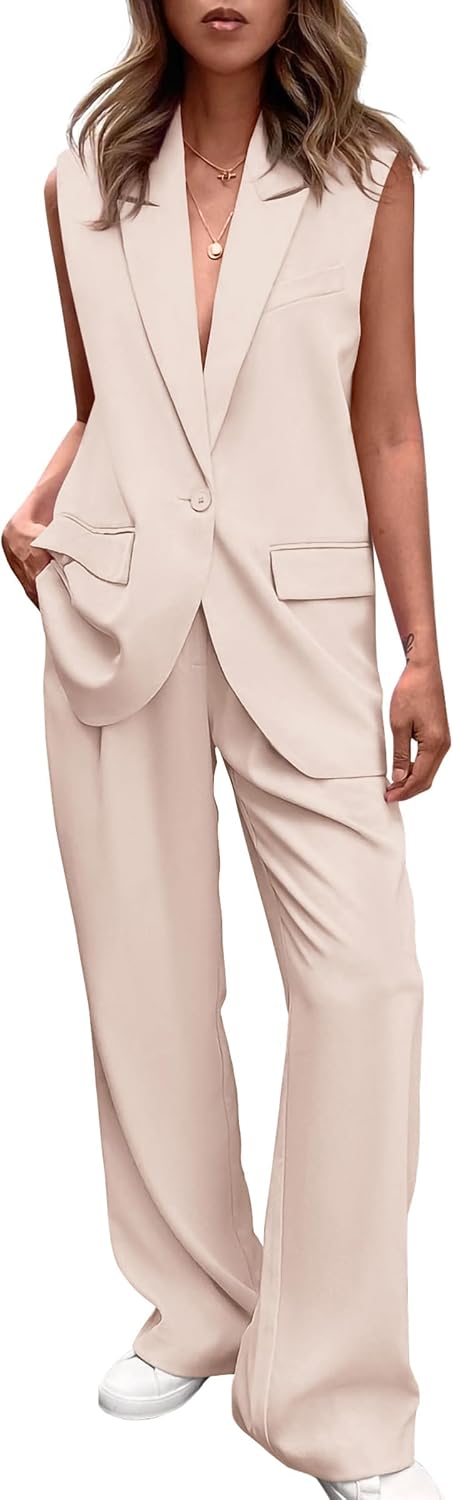 PRETTYGARDEN Women's Summer 2 Piece Outfits Blazer Sets