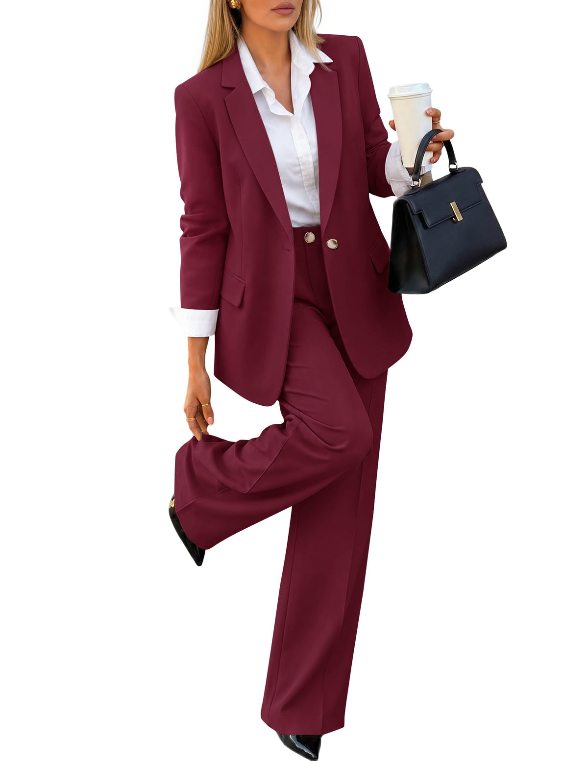 ZESICA Women's Suits 2 Piece Sets Business Casual Work Outfits