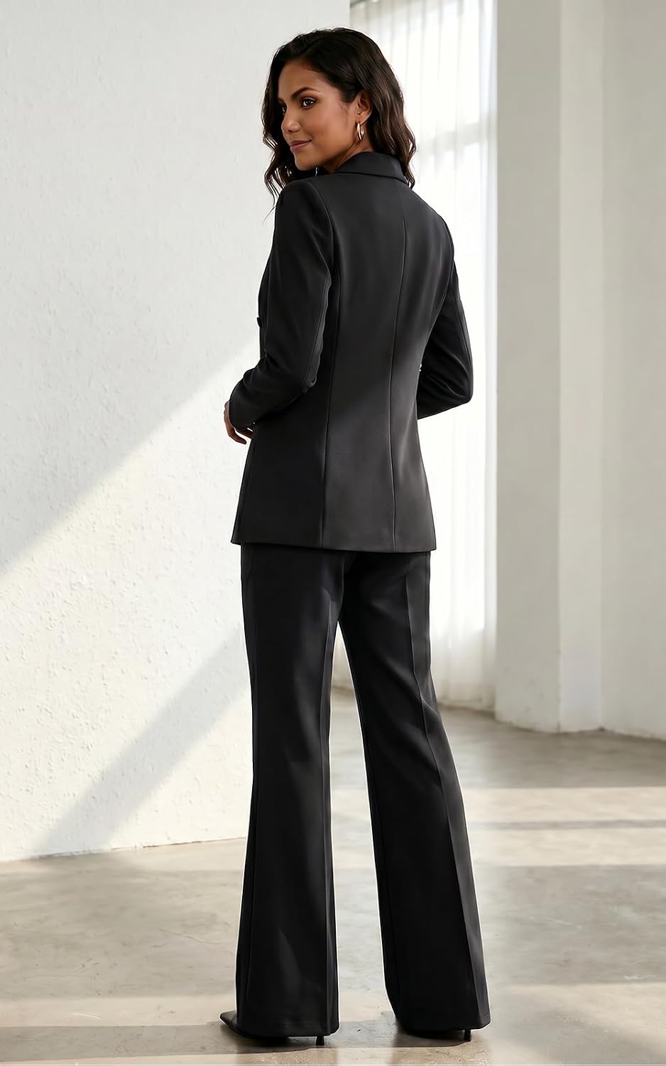 Agenlulu Women's 2 Piece Suits Business Casual Outfits Long Sleeve Solid Blazer Pantsuits Professional Office Work Sets