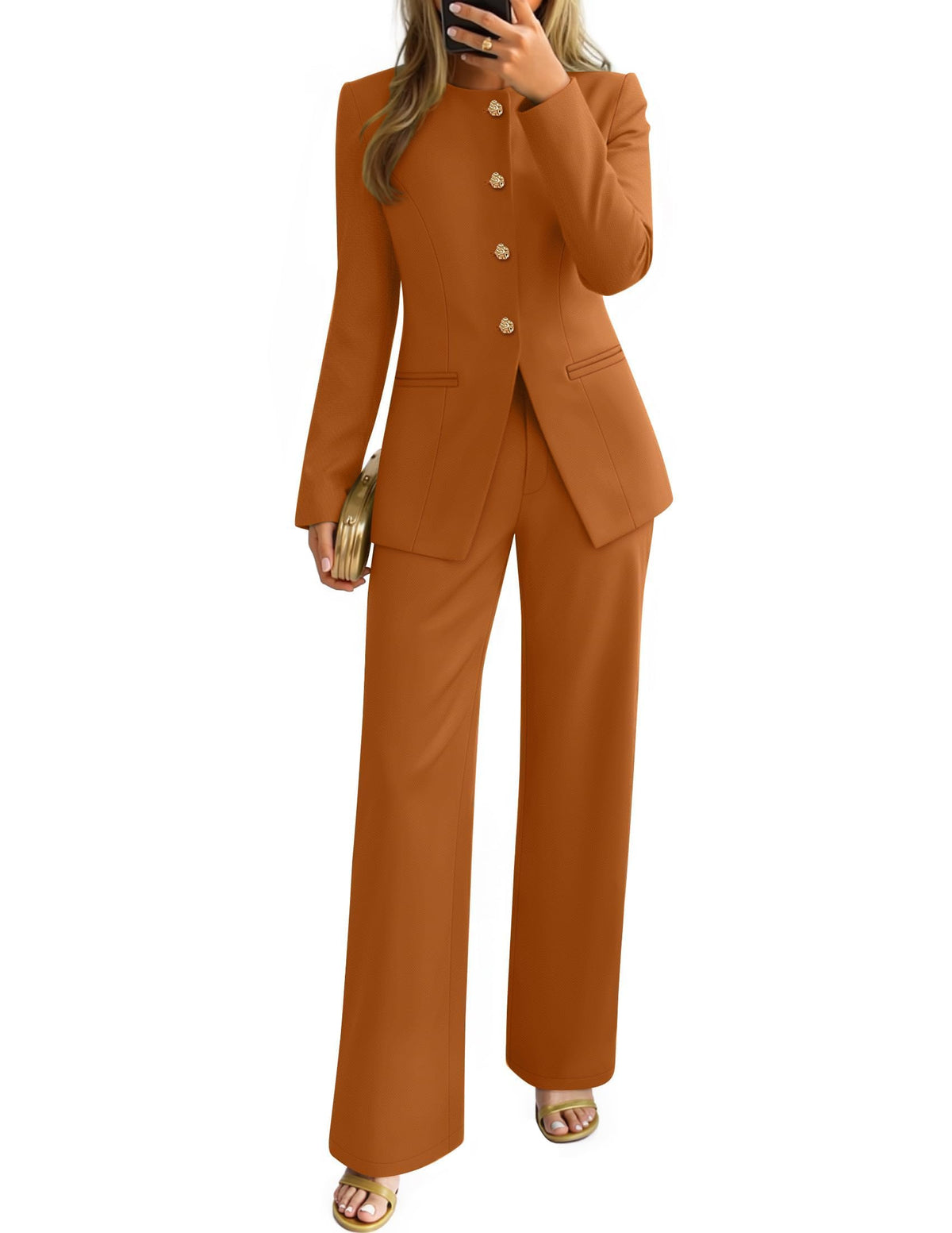 ZESICA Women's Two Piece Suits Sets Casual Business Pants Outfits