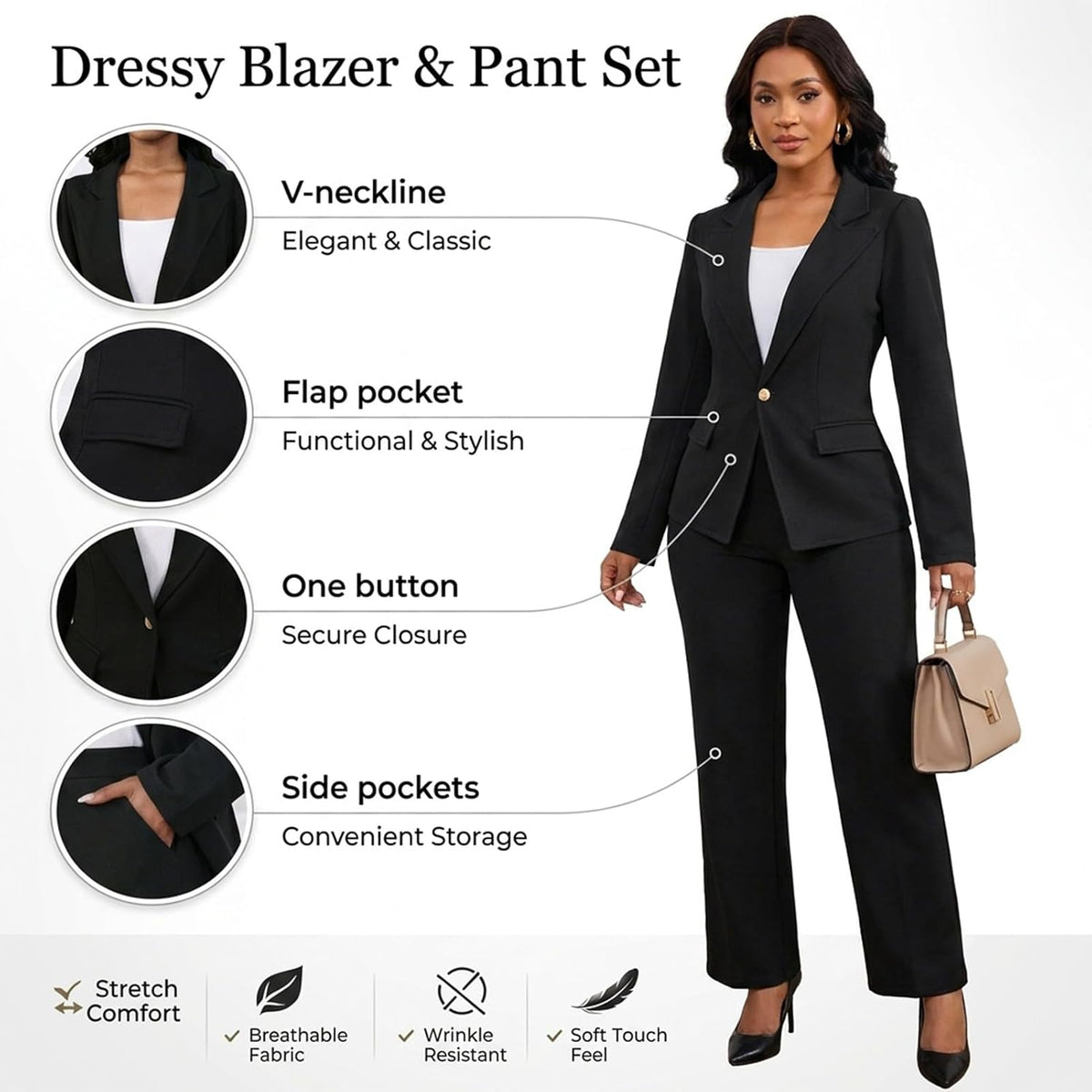 Salimdy 2 Piece Pant Suits for Women Business Casual Outfits