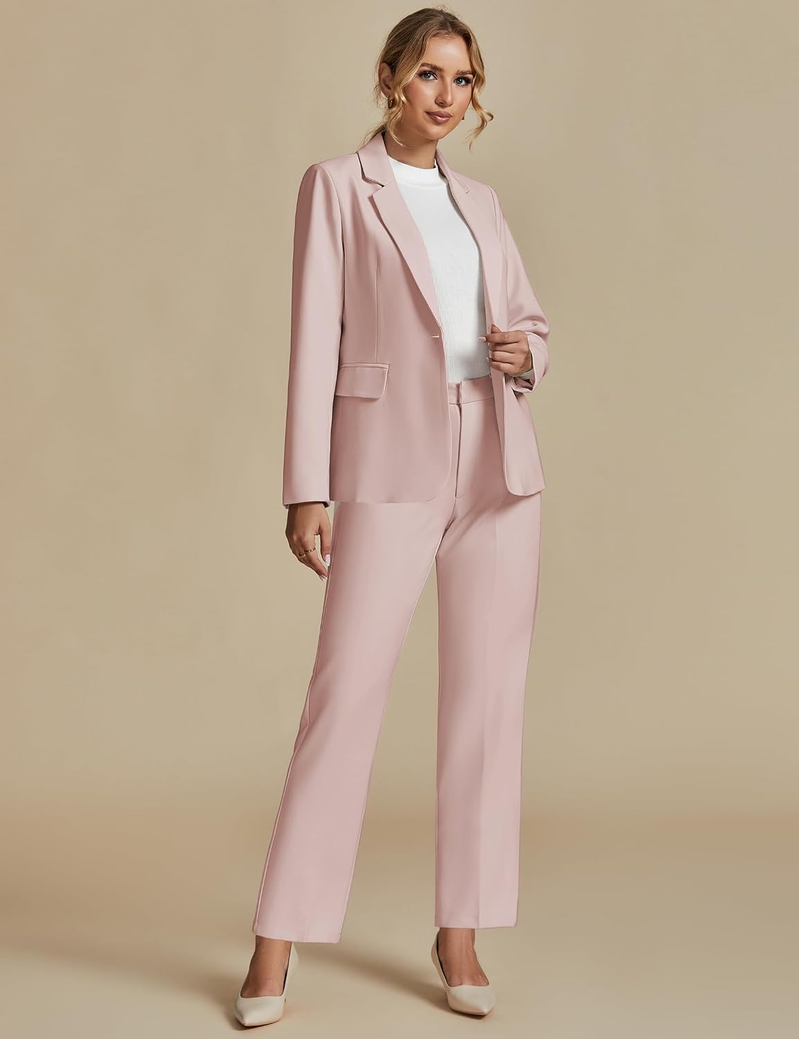 luvamia Women's Two Piece Sets Pants Suits Dressy Business Casual Outfits Professional Blazer Pantsuits Set Work Office
