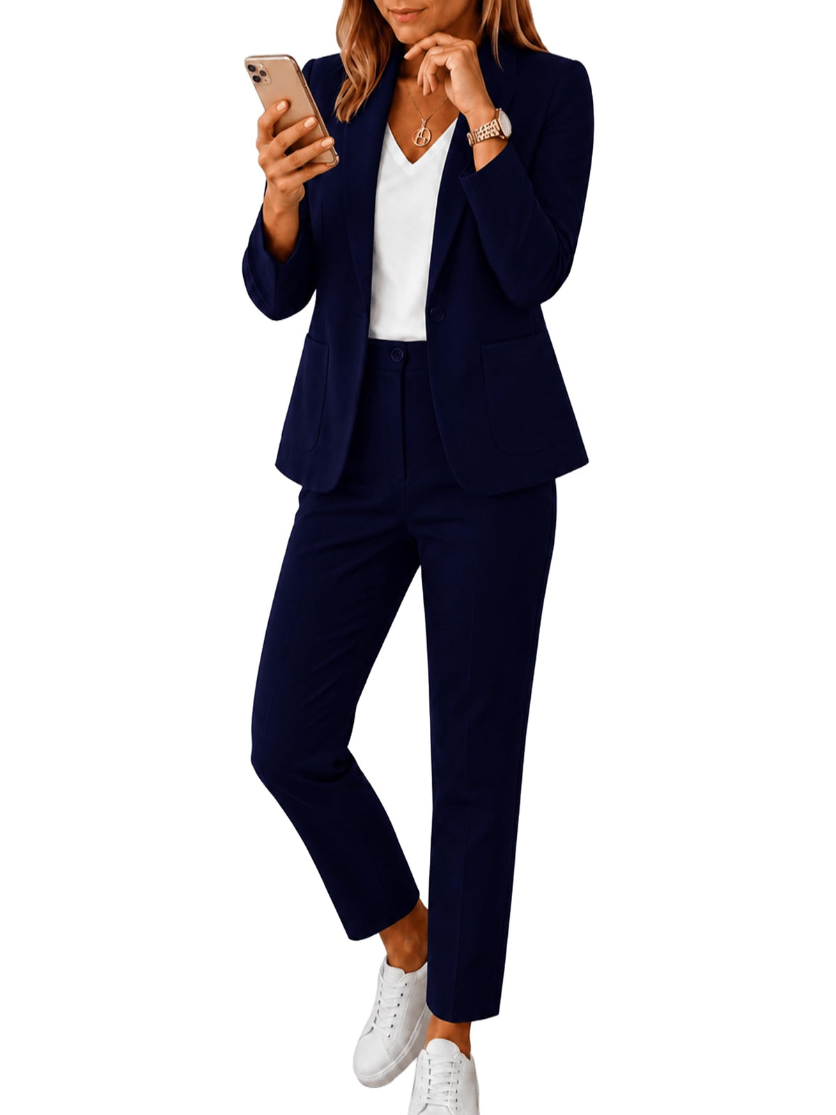 Kubsid Pant Suits for Women Dressy 2026 Stretchy Business Blazer and High Waist Straight Leg Pants Work 2 Piece Outfits