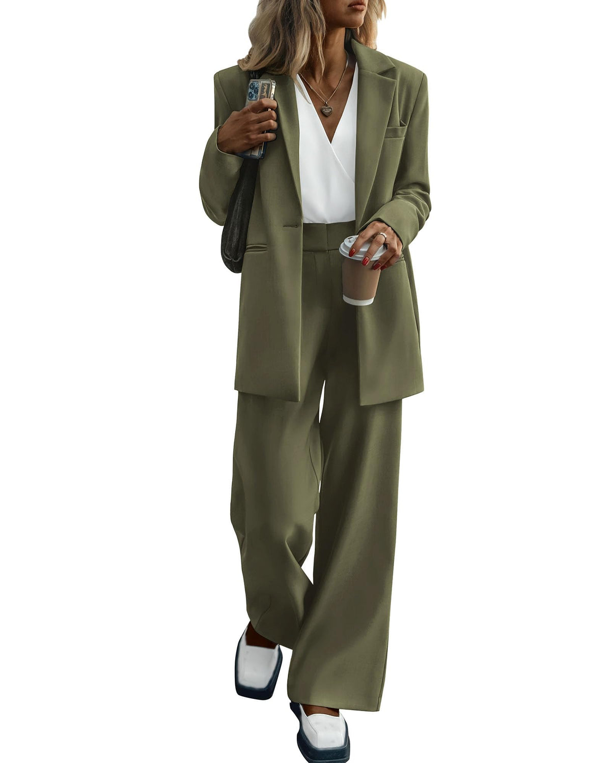 KIRUNDO Women Suits 2 Piece Set Business Dressy Pantsuit