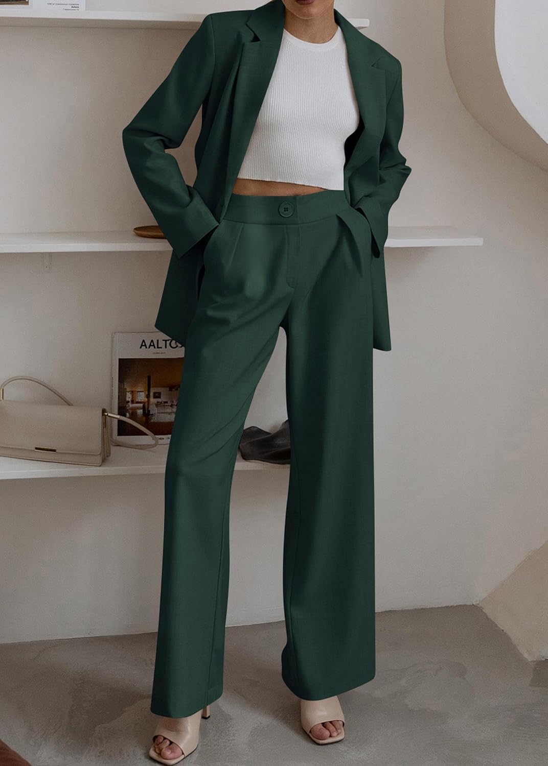 KIRUNDO Women Suits 2 Piece Set Business Dressy Pantsuit