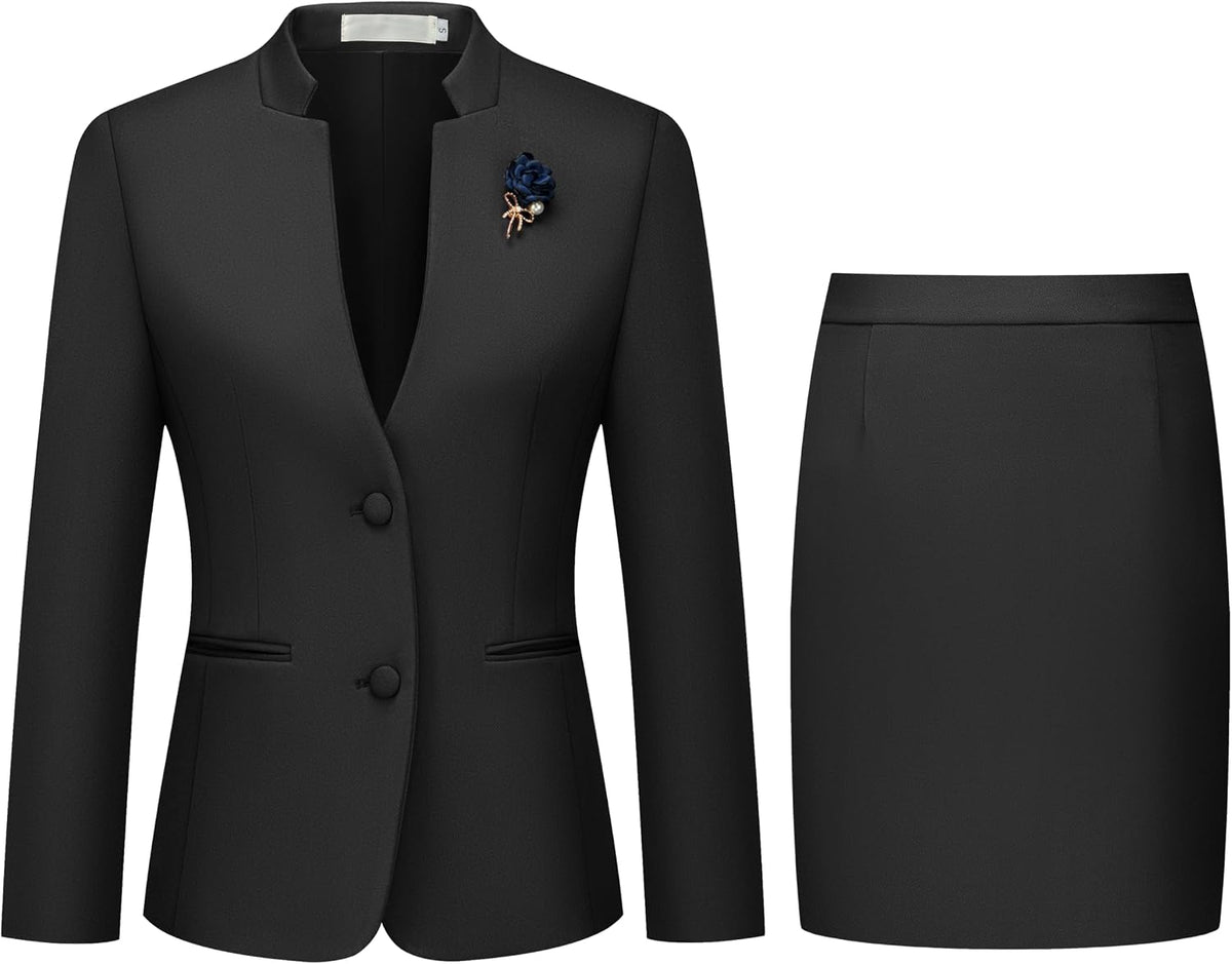Kelyaa Women's 2 Piece Suit Skirt Set Business Blazer & Pencil Skirt