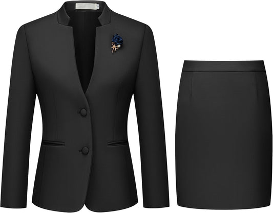 Kelyaa Women's 2 Piece Suit Skirt Set Business Blazer & Pencil Skirt