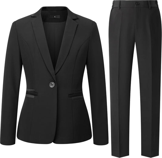 Women's 2 Piece Suit Pants One Button Blazer Set Business Casual Outfits