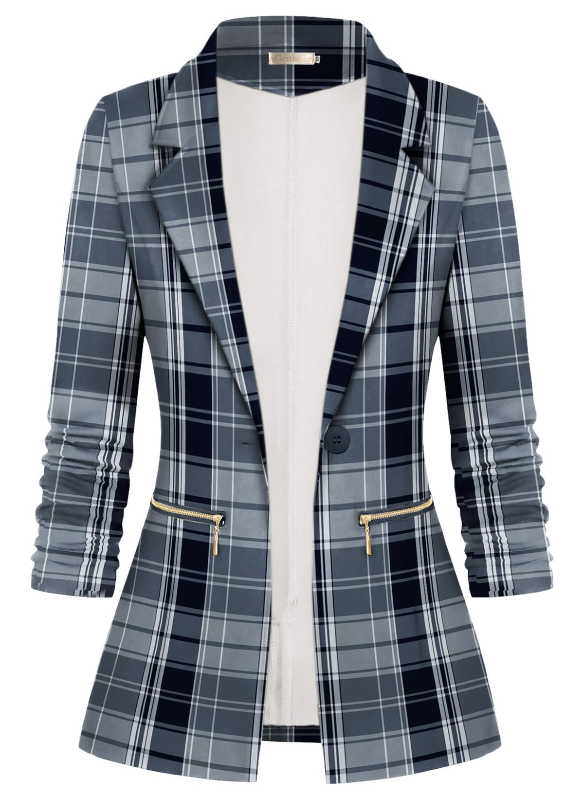 Genhoo Womens Casual Blazer Stretch Long Sleeve Work Office Suit Jacket