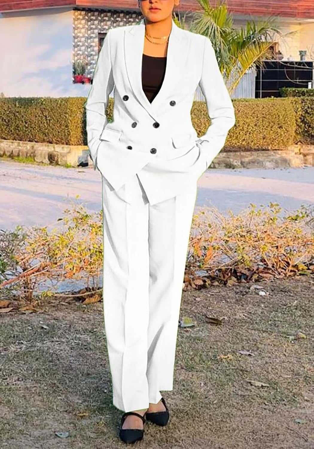 LROSEY Women's Blazer Sets 2 Piece Dressy Pants Suit Business Casual Set