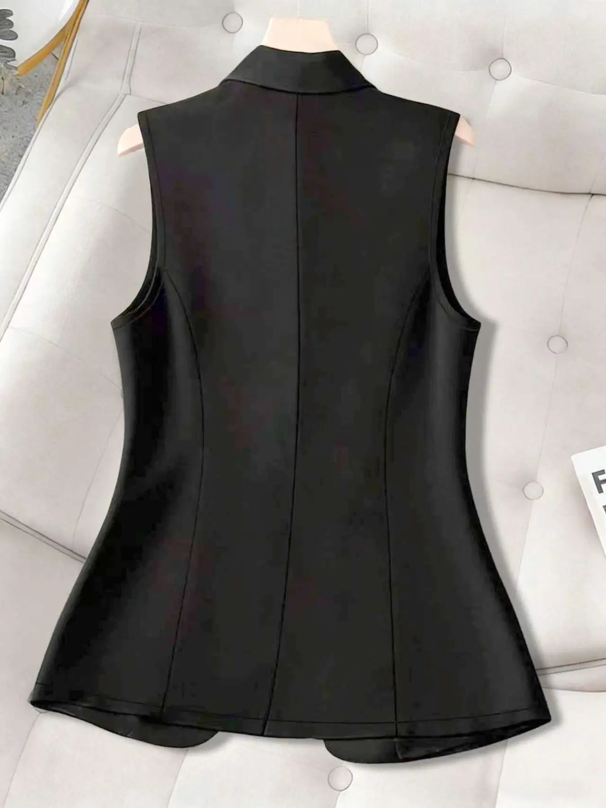 Women's Lapel Blazer Vest, Side Tie Waist Cinch Slimming Sleeveless Top, Butterfly Knot Blazer Vest, Chic Aesthetic Sleeveless Gilet Piece