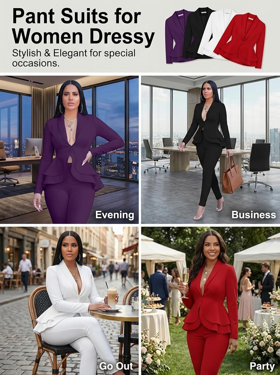 Salimdy 2 Piece Outfits for Women Long Sleeve Dressy Blazer Pants Suits