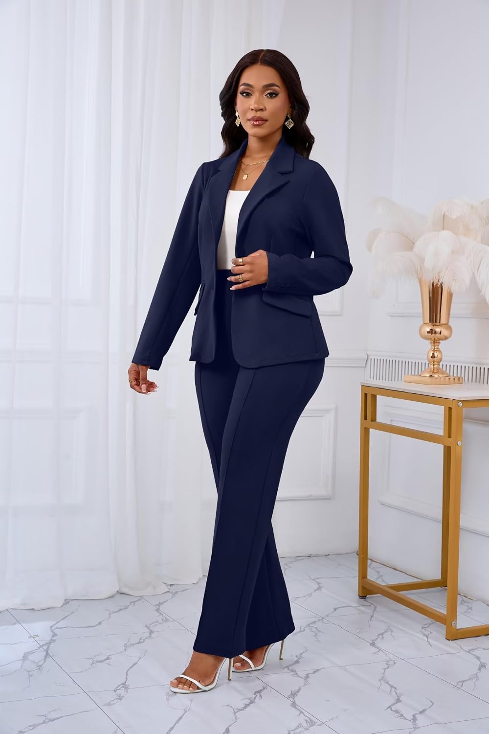 Kafiloe Women Suits 2 Piece Set Blazer Business Casual Outfit