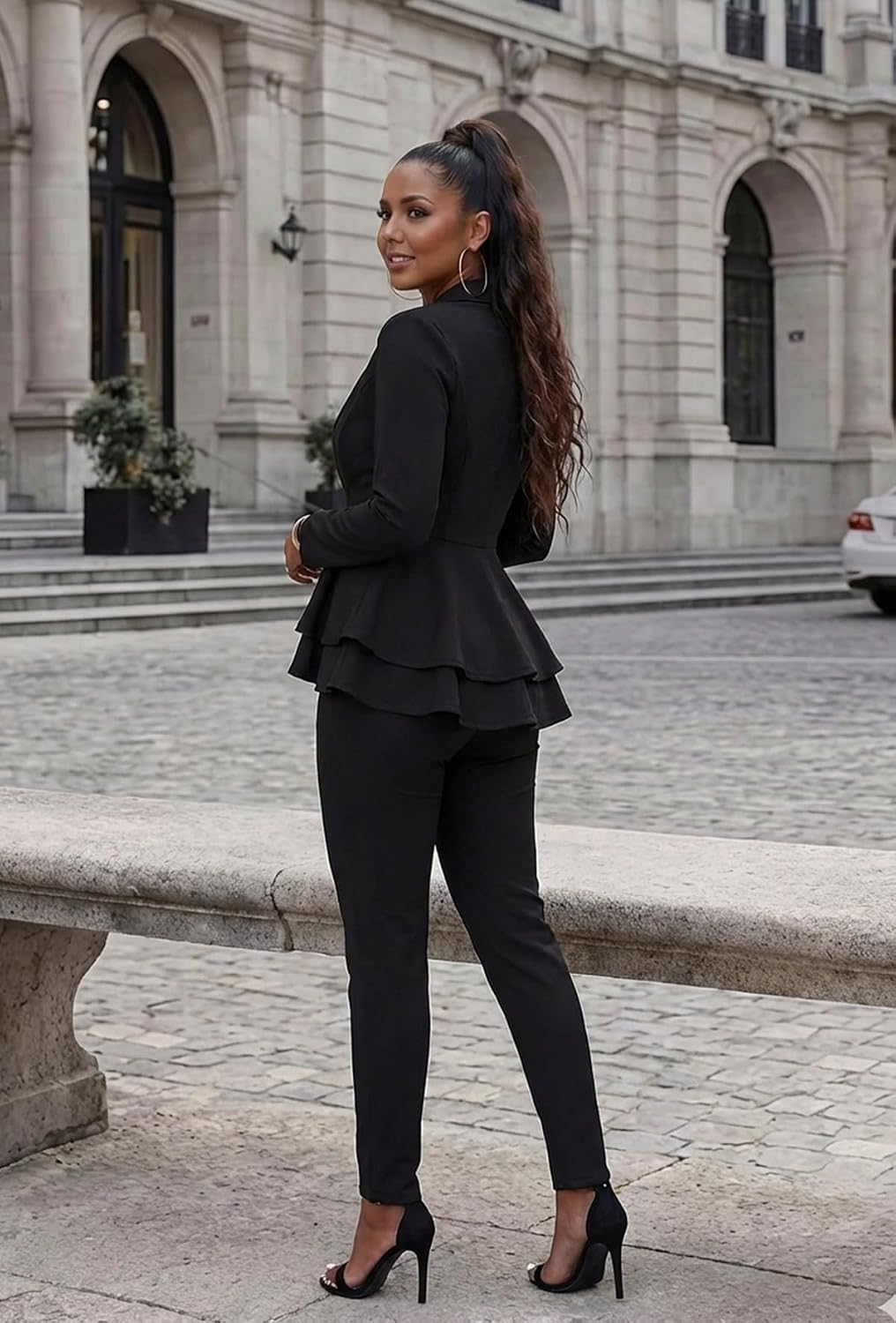 Salimdy 2 Piece Outfits for Women Long Sleeve Dressy Blazer Pants Suits