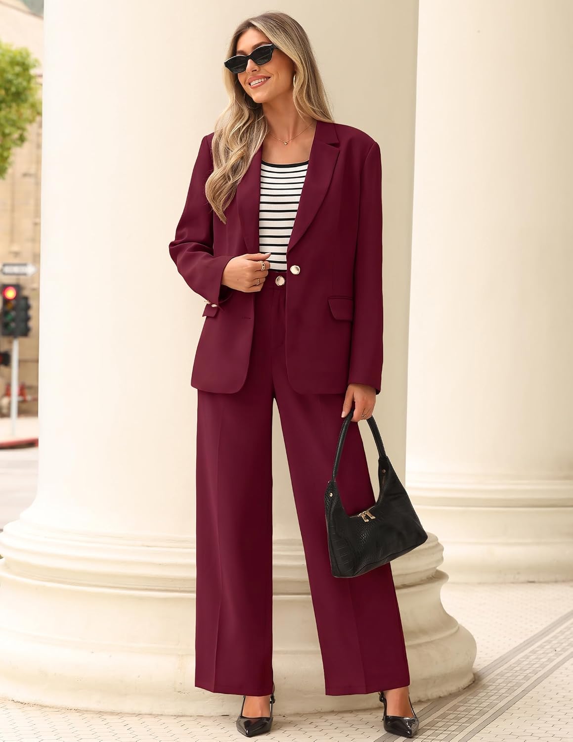 ZESICA Women's Suits 2 Piece Sets Business Casual Work Outfits