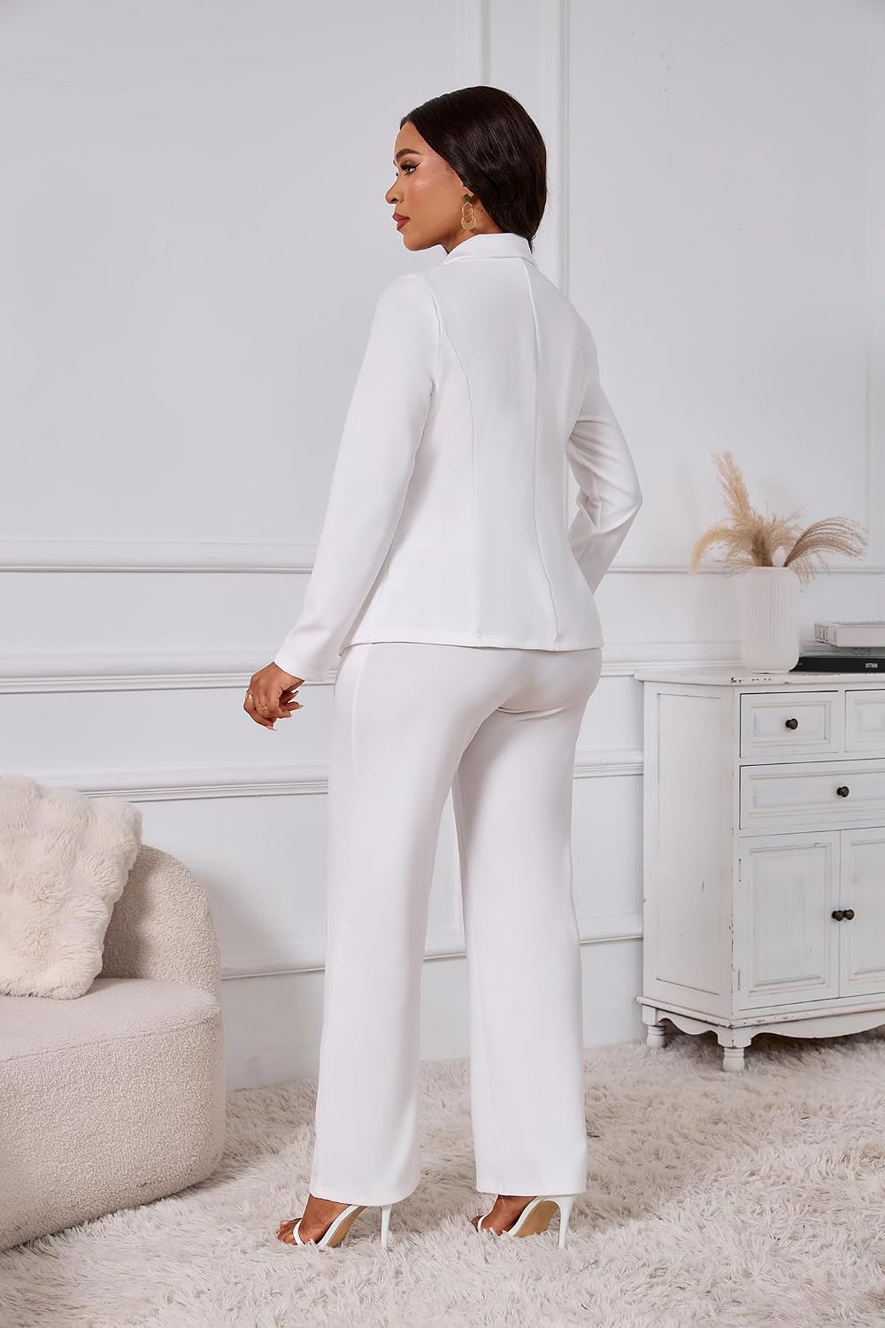 Ophestin Two Piece Sets for Women Blazer Double Breasted Pants Suits Set