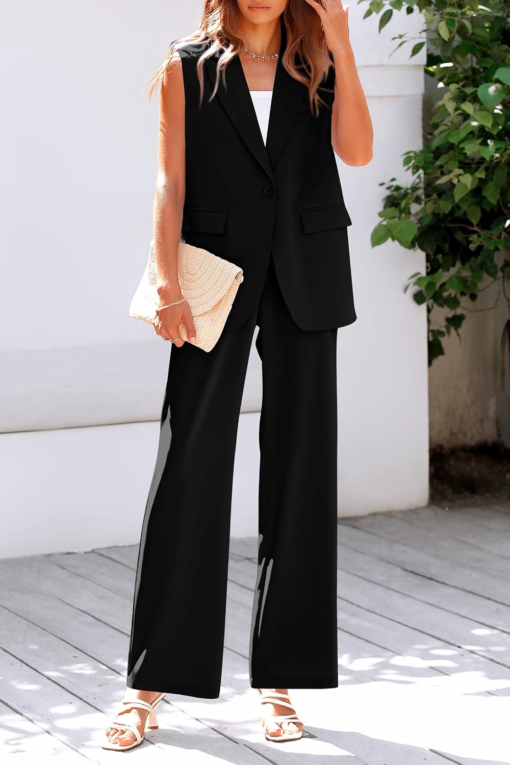 PRETTYGARDEN Women's Summer 2 Piece Outfits Blazer Sets