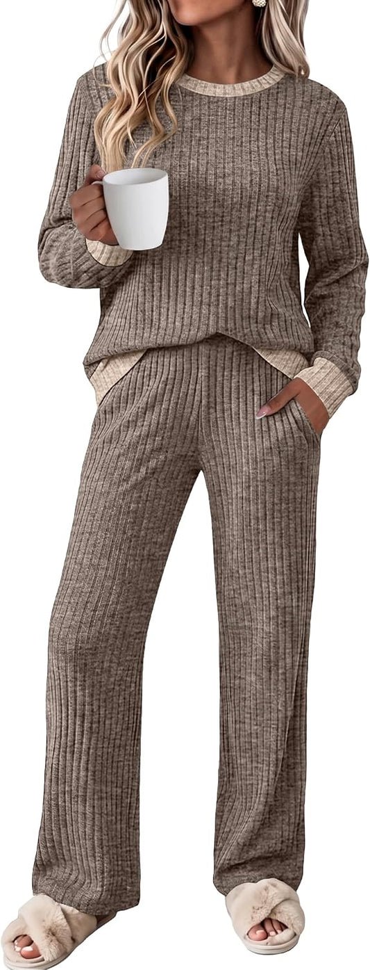 OFEEFAN Lounge Sets for Women Two Piece Fall Fashion Matching Sets Comfy Airport Travel Vacation Outfits with Pockets