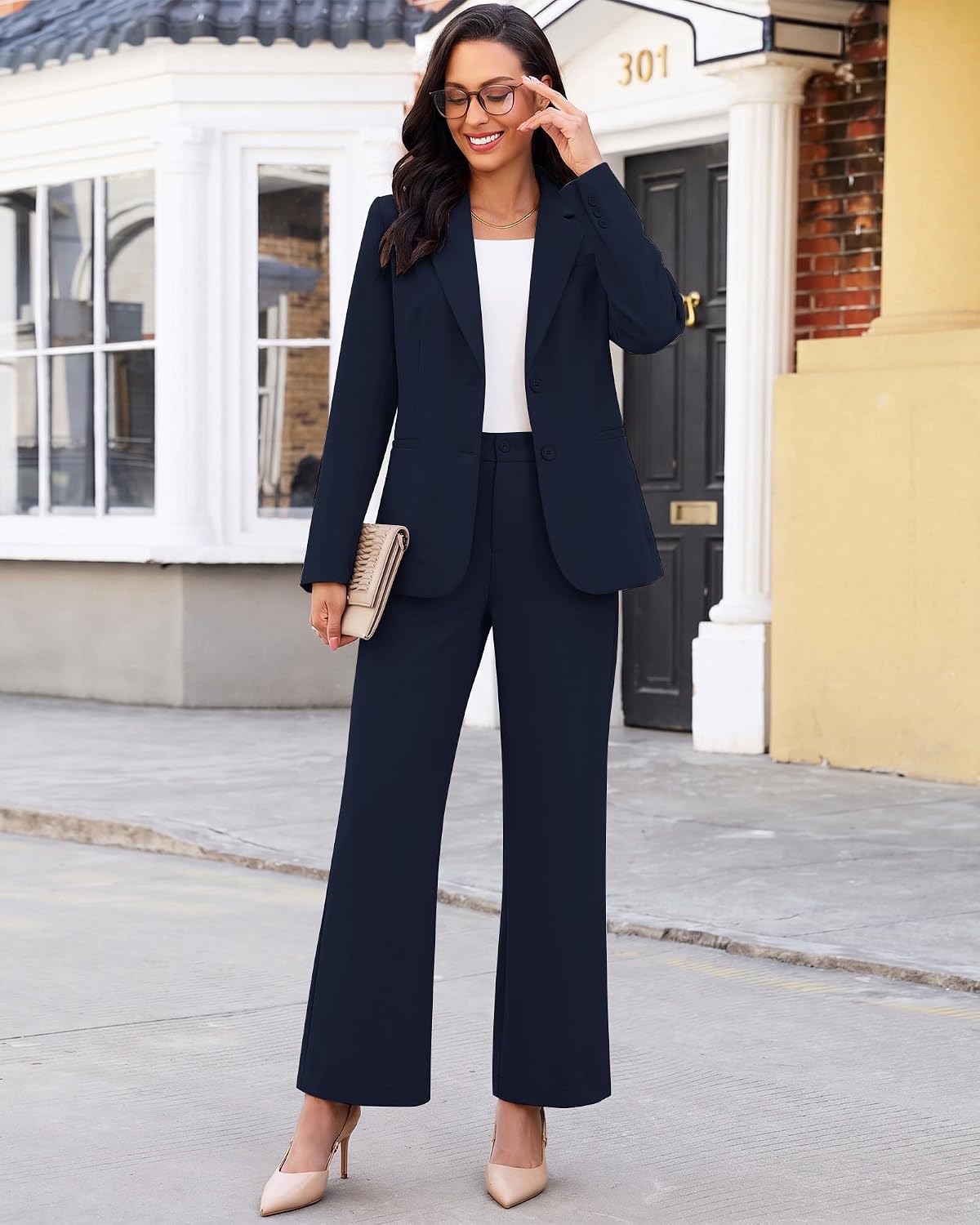luvamia Pant Suits for Women 2 Piece Sets Business Casual Bootcut Pants Set