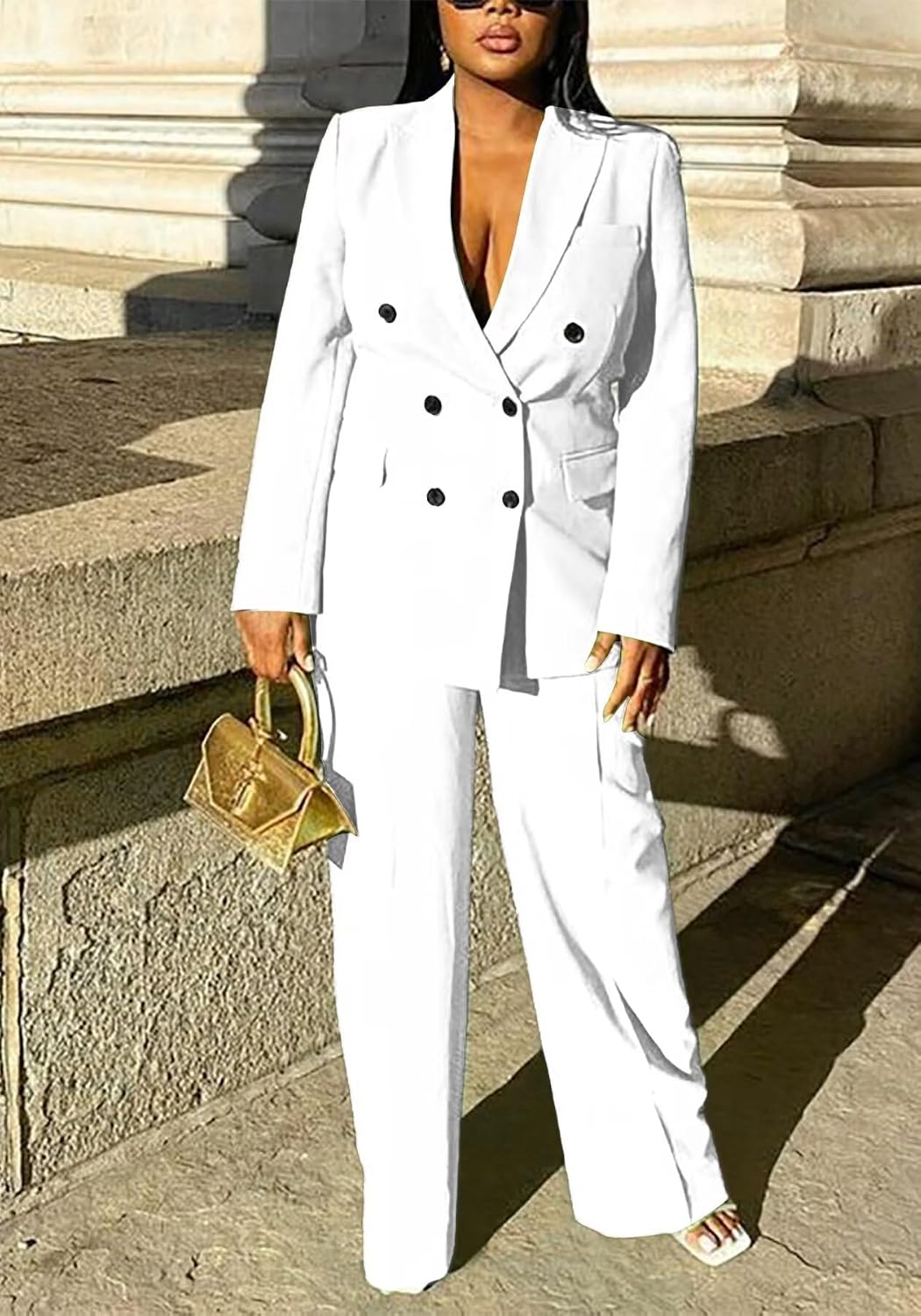 LROSEY Women's Blazer Sets 2 Piece Dressy Pants Suit Business Casual Set