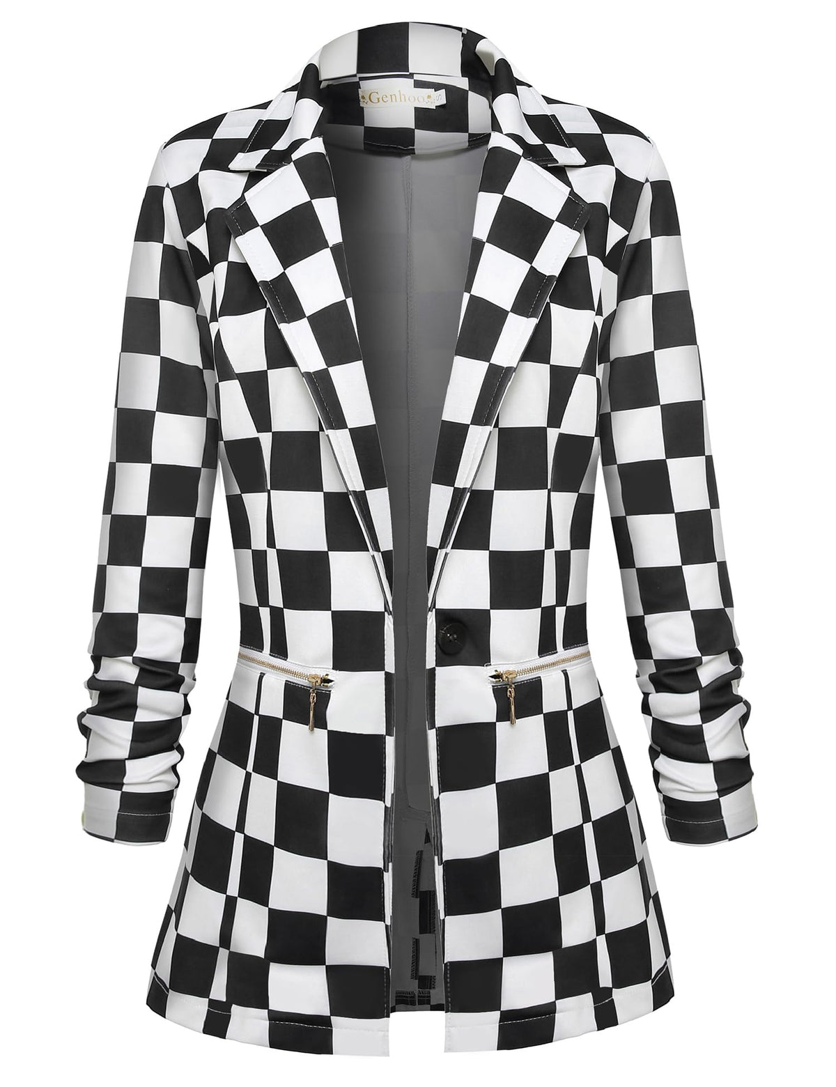 Genhoo Womens Casual Blazer Stretch Long Sleeve Work Office Suit Jacket