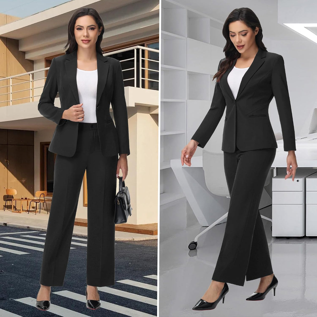 Women's 2 Piece Business Pants Suit Set Slim Fit