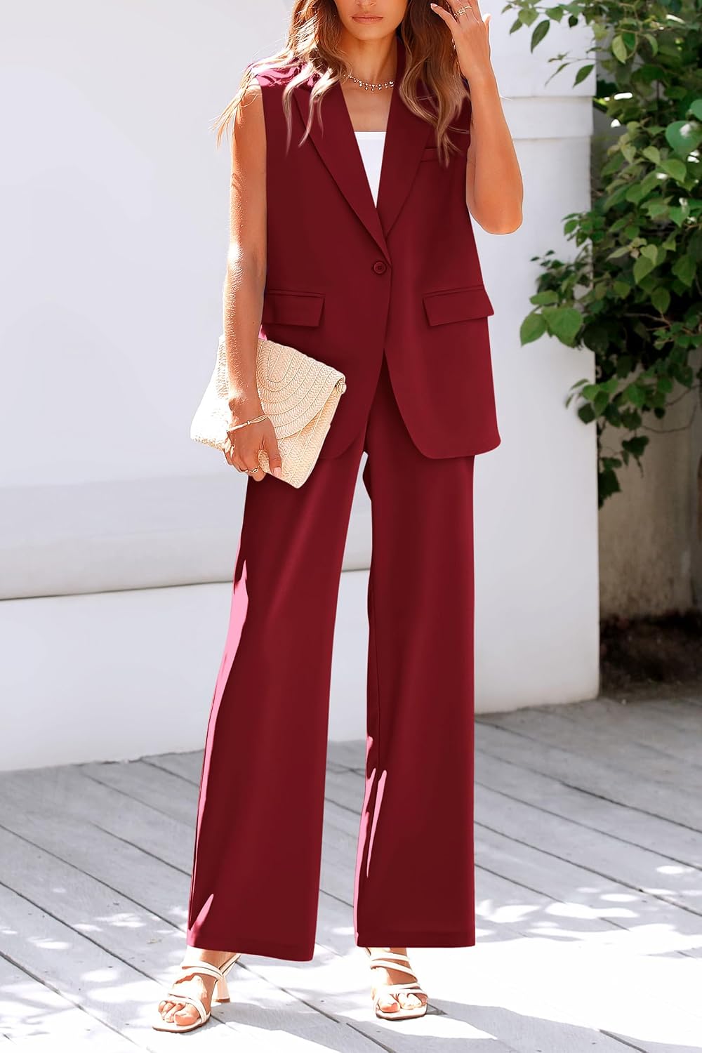 PRETTYGARDEN Women's Summer 2 Piece Outfits Blazer Sets