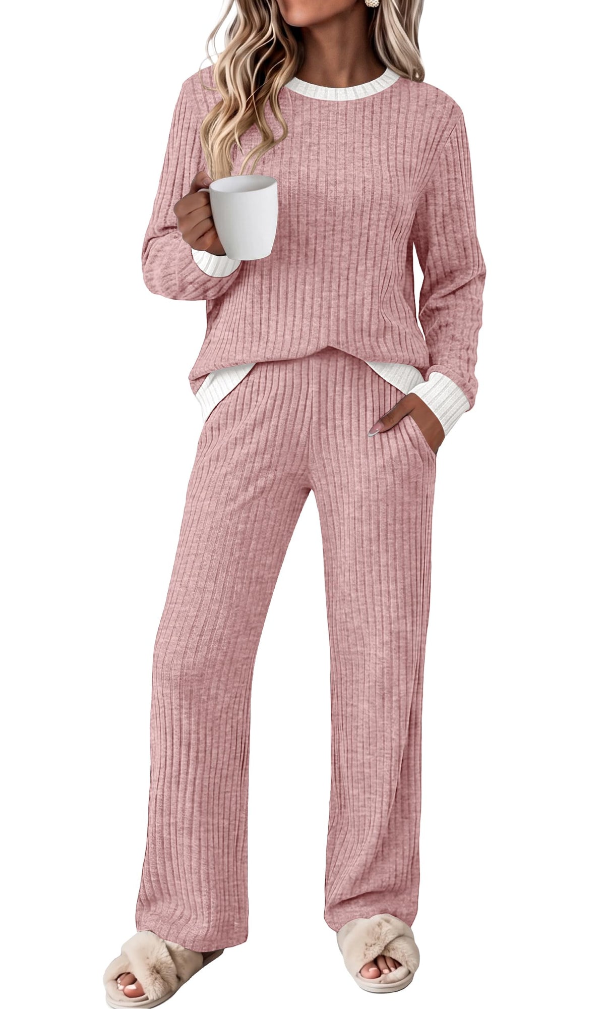OFEEFAN Lounge Sets for Women Two Piece Fall Fashion Matching Sets Comfy Airport Travel Vacation Outfits with Pockets