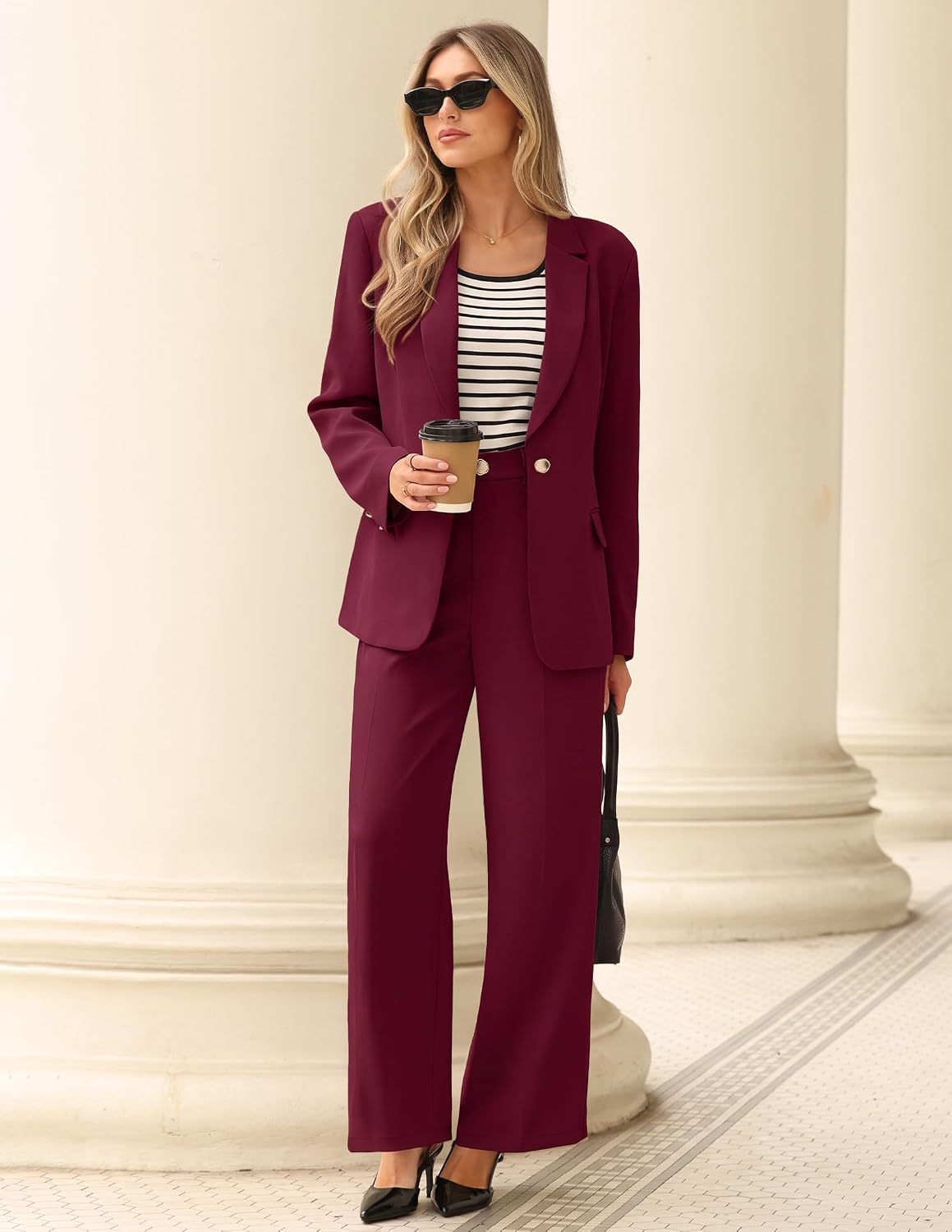 ZESICA Women's Suits 2 Piece Sets Business Casual Work Outfits