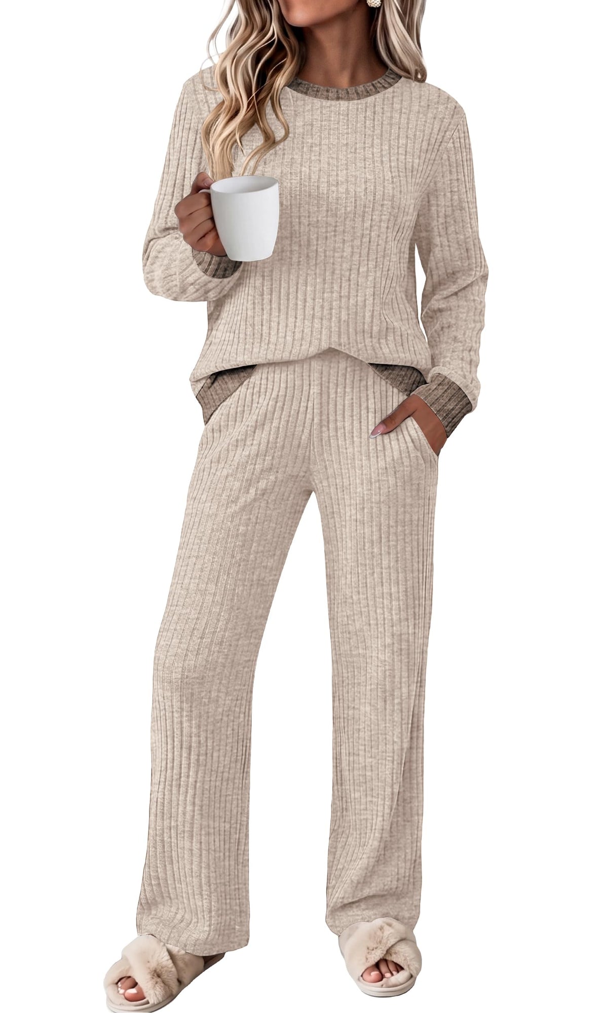 OFEEFAN Lounge Sets for Women Two Piece Fall Fashion Matching Sets Comfy Airport Travel Vacation Outfits with Pockets